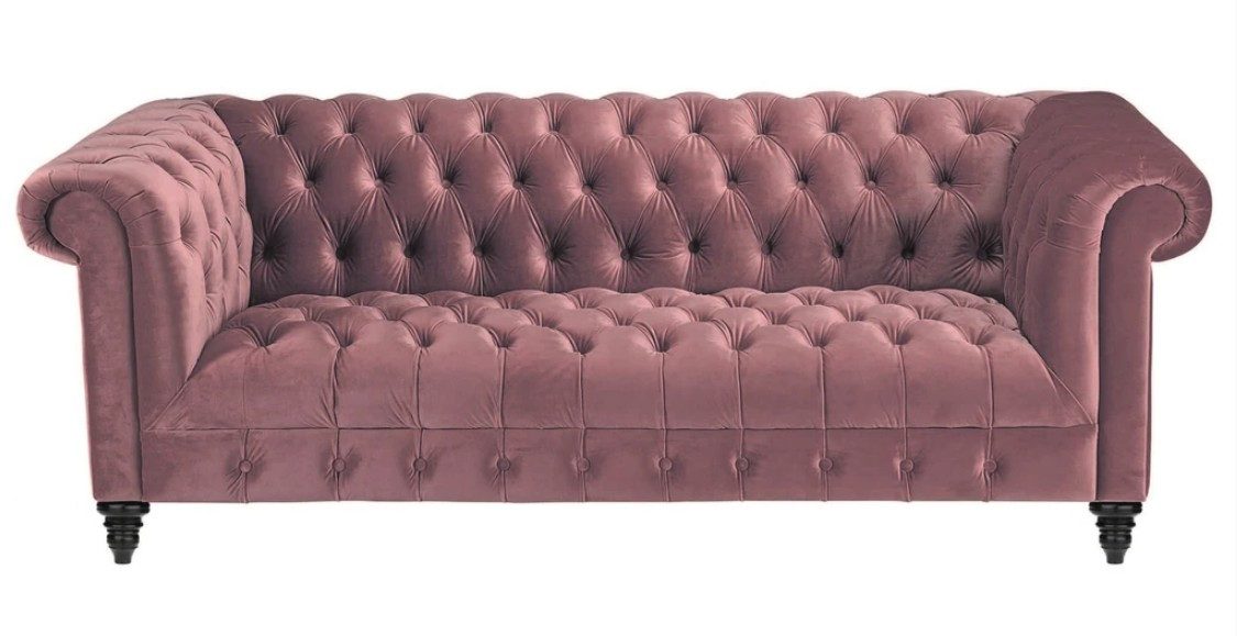 Xlmoebel Chesterfield-Sofa Fuchsia Samt Sofa Luxus Polster Dreisitzer mit Knöpfen, 1 Teile, Made in Europa