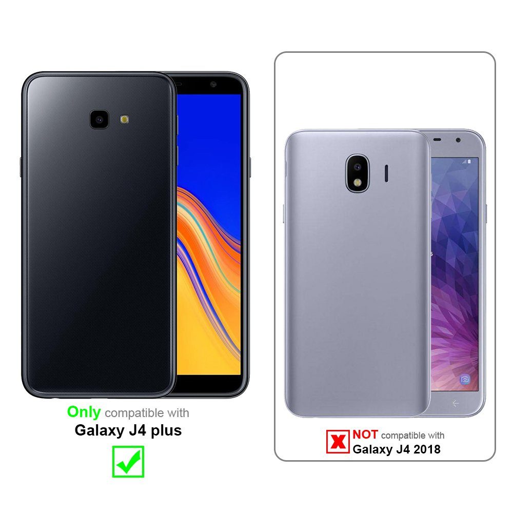 Cadorabo Handyhülle für Samsung Galaxy J4 PLUS Hülle Samsung Galaxy J4 PLUS, Hülle Schutzhülle mit Standfunktion, Kartenfach und Magnetverschluss