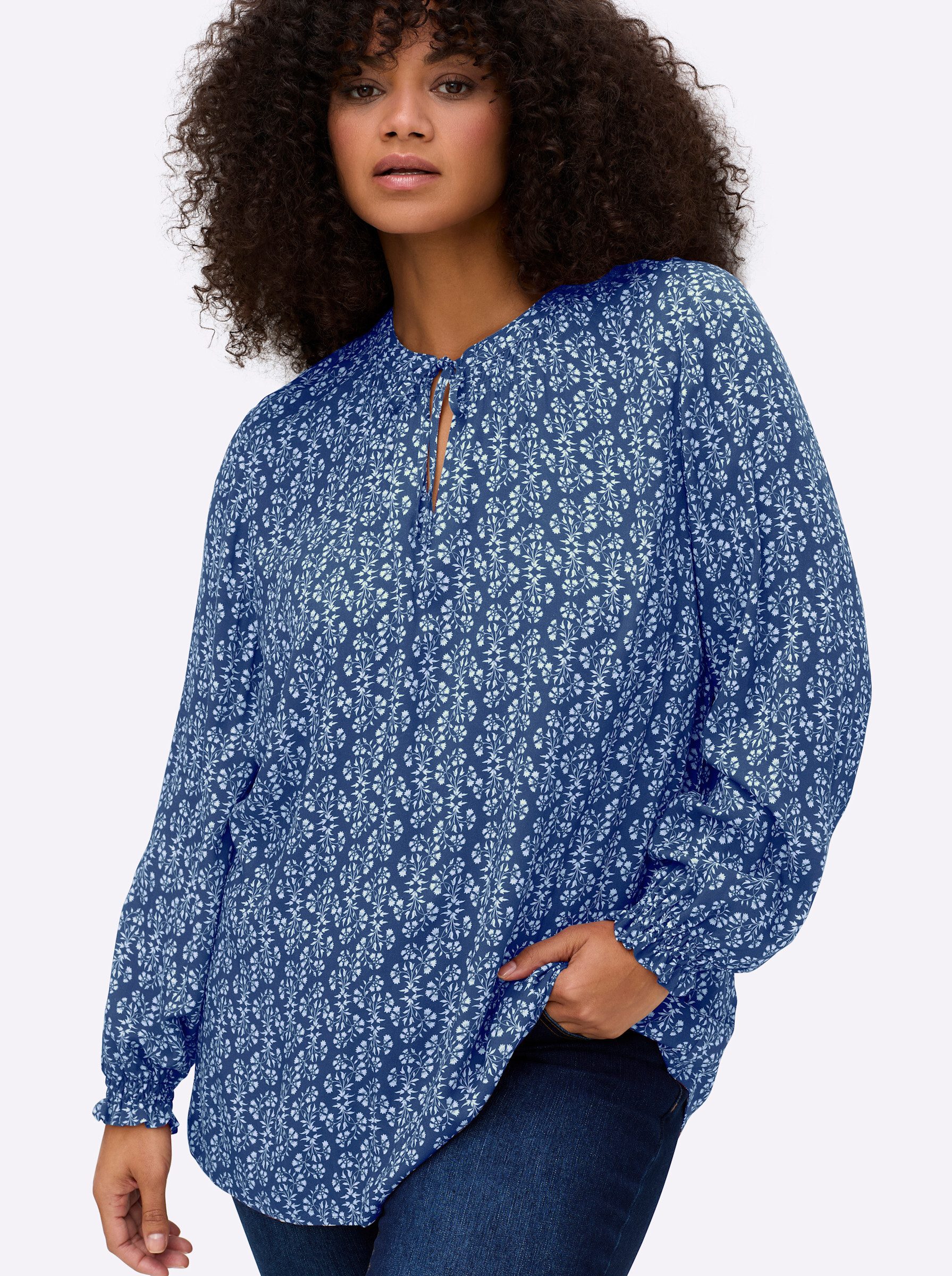 Klassische Bluse Tunika Langarm