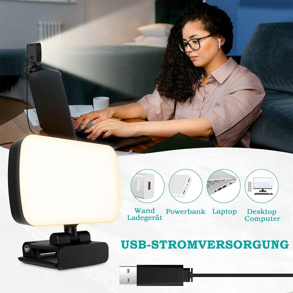 TUWENA Ringlicht Videokonferenz Selfie 120 Lampenperlen LED –Fülllichter 360 Rotatable, 3 Farbtemperaturen 10 Helligkeitsstufengeeignet USB betriebenes Laptop – Bild 5 von 5