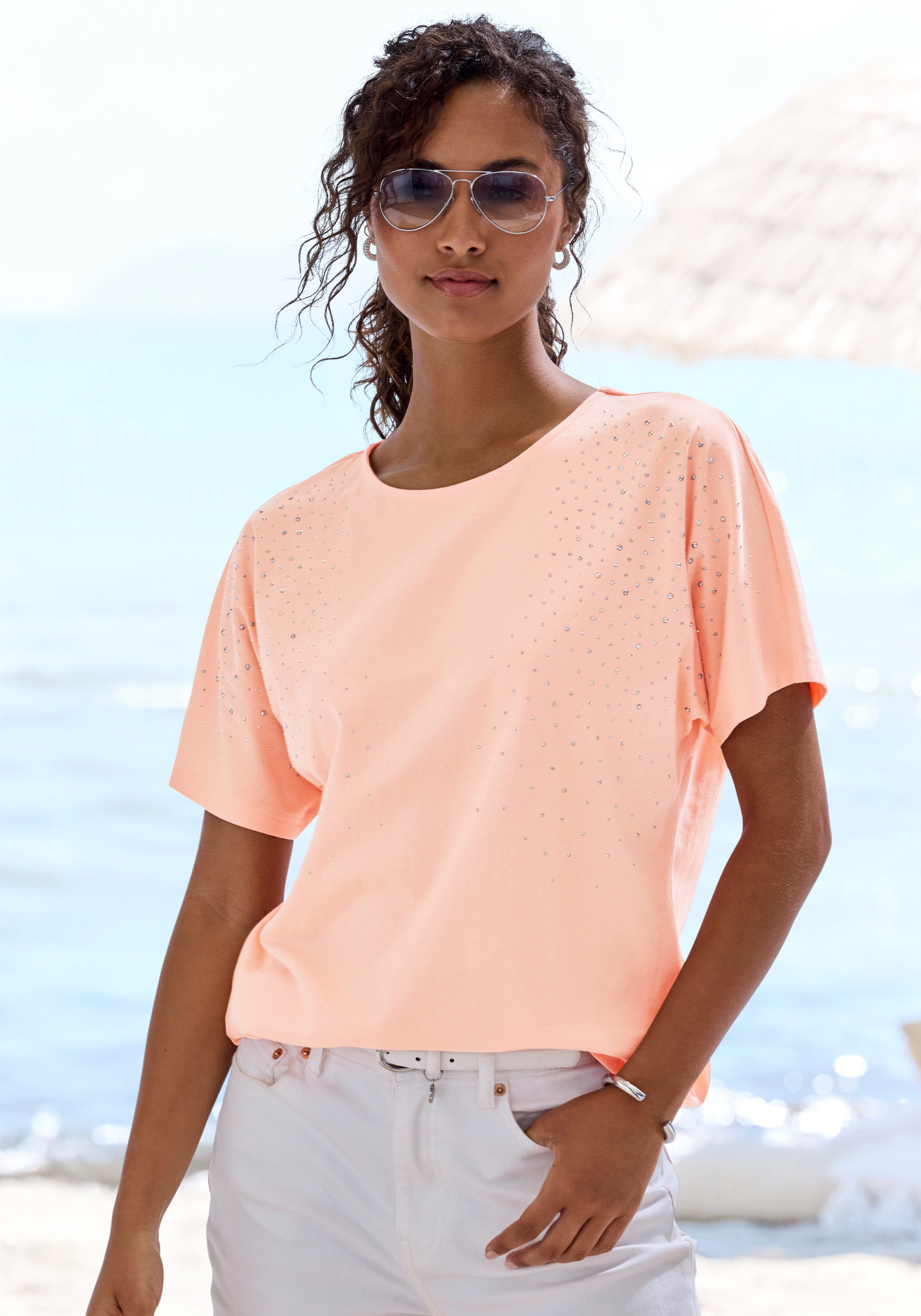 T-Shirt mit Strasssteinen