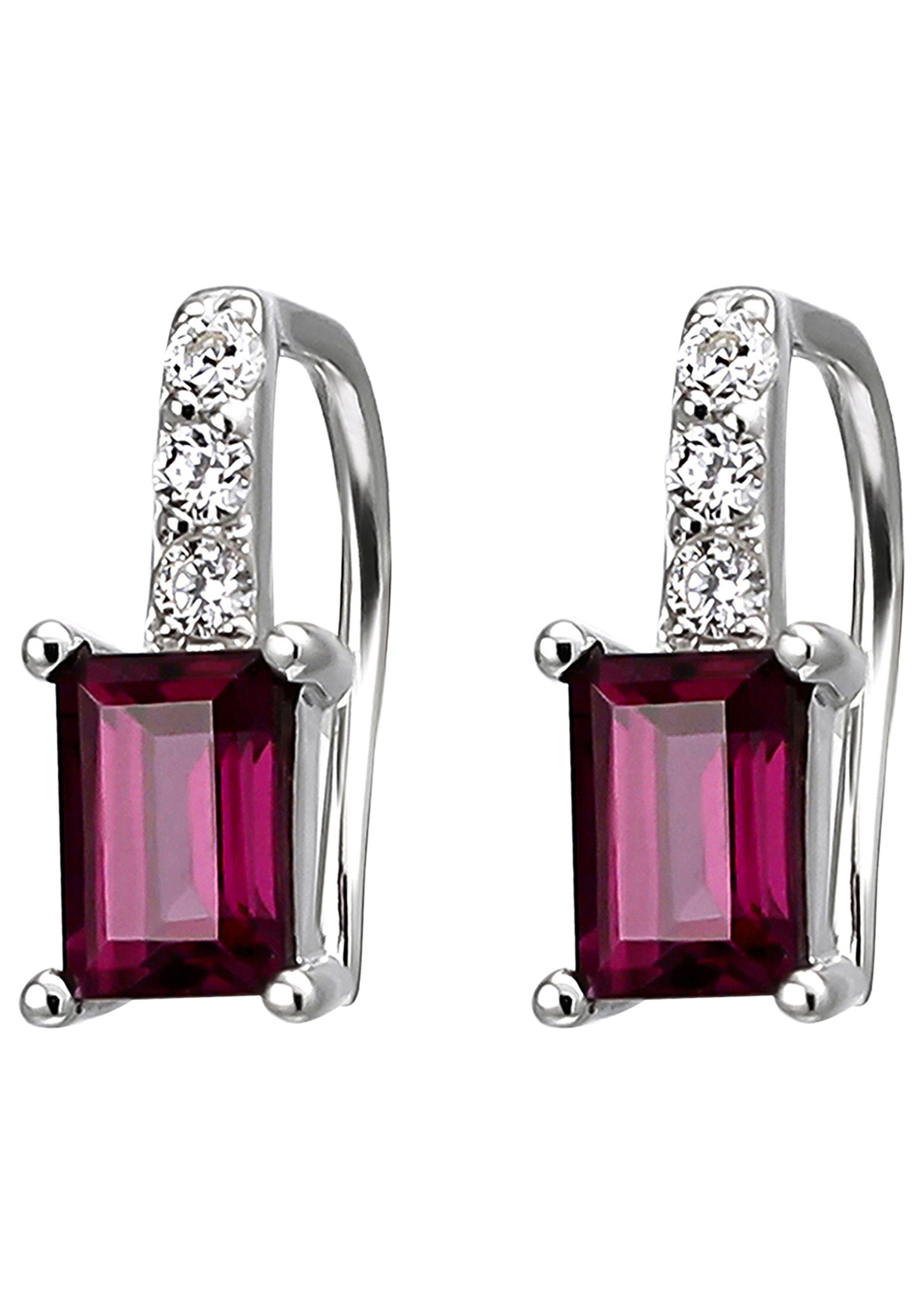 JOBO Paar Ohrhänger, 925 Silber mit Rhodolith und 6 Zirkonia günstig online kaufen
