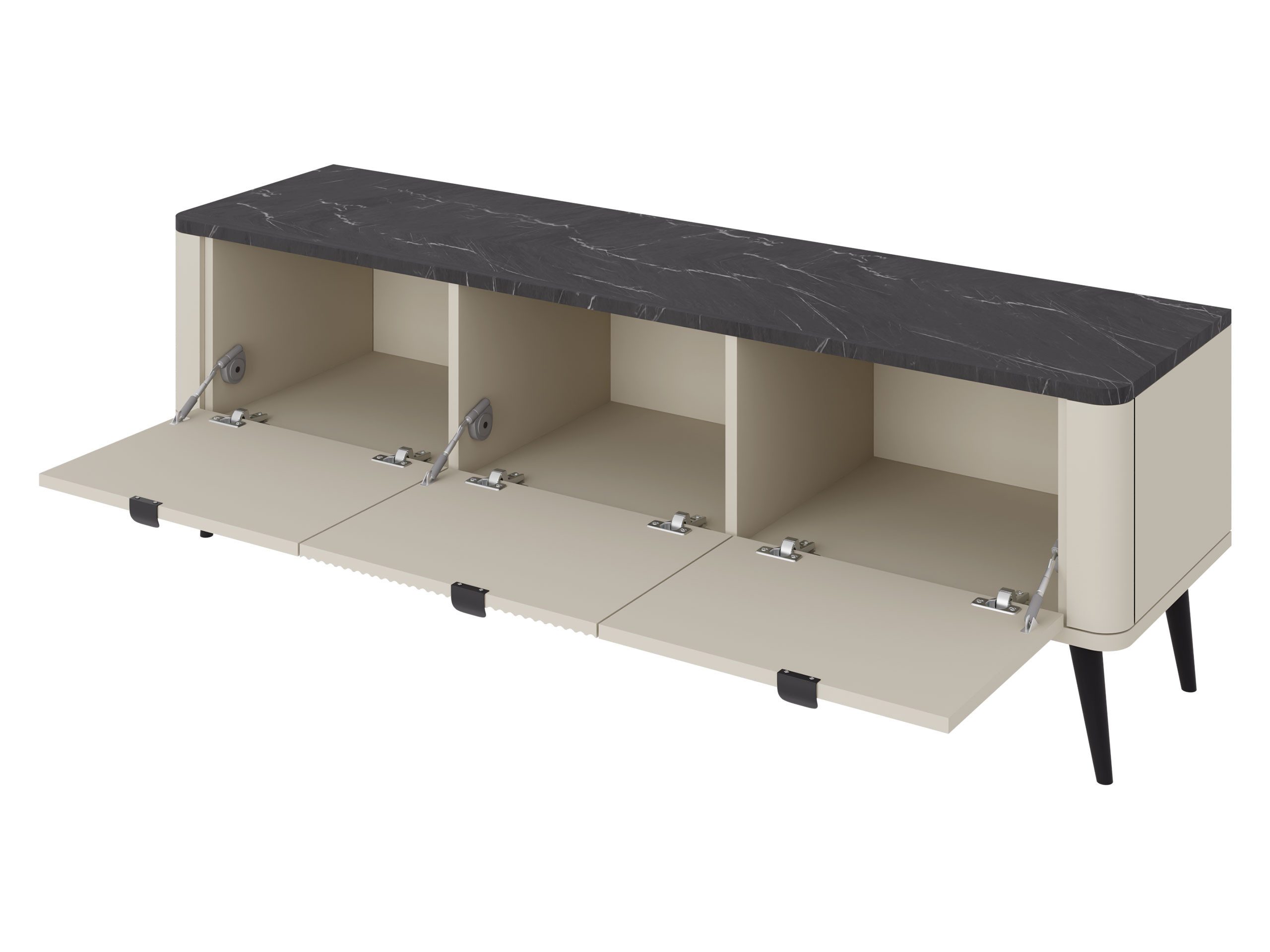 MIRJAN24 TV-Schrank Marly 3K RE14 (mit drei Klappen) 130x40x52 cm, gedämpftem Schließsystem