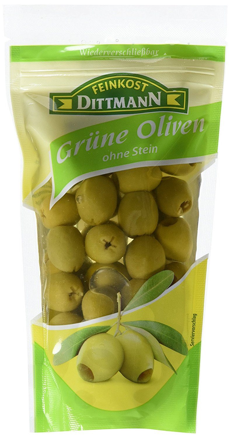 Feinkost Dittmann Gemüsekonserve, Feinkost Dittmann Grüne Oliven ohne Stein, 10er Pack (10 x 270 g)