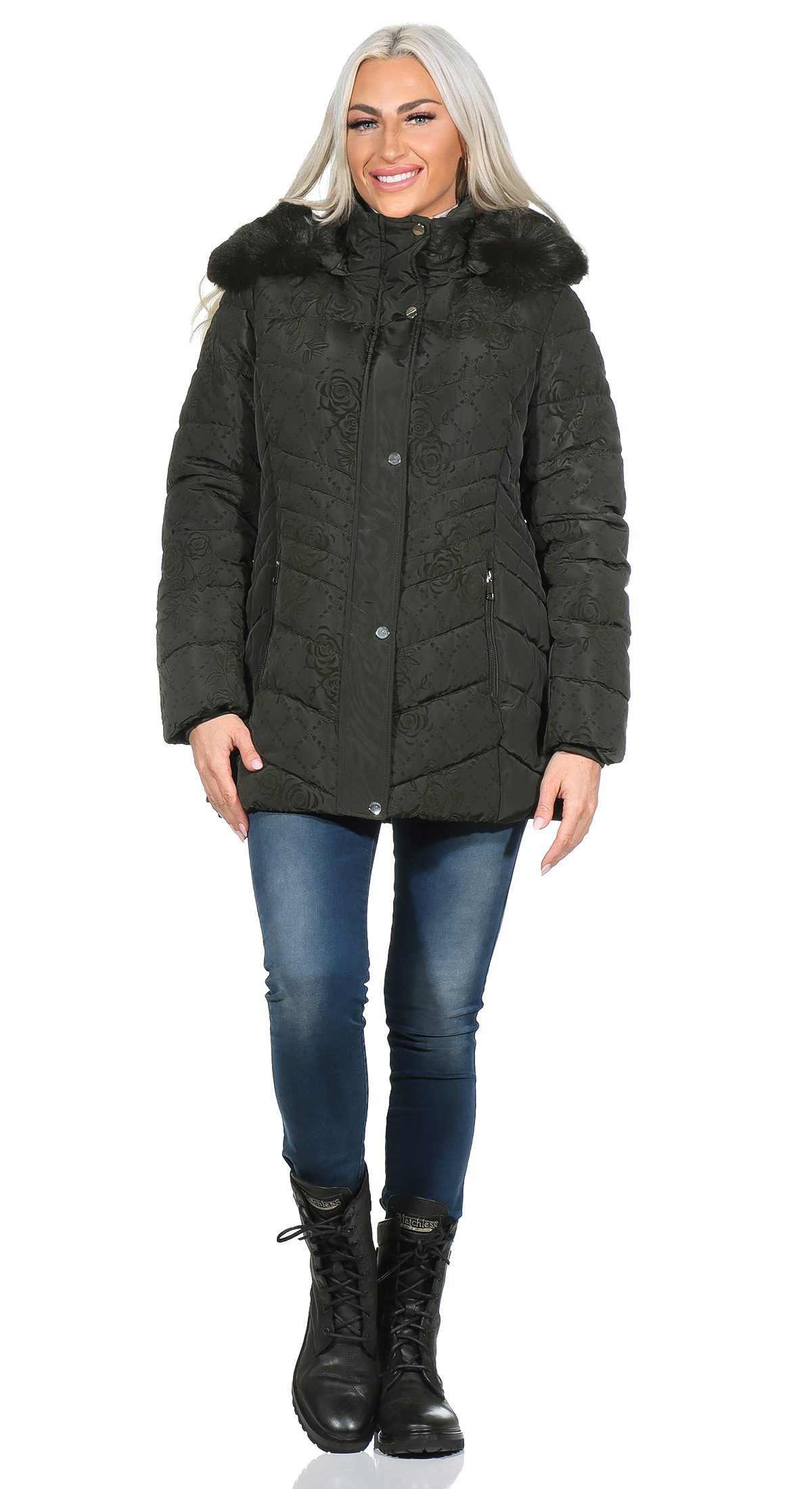 Aurela Damenmode Steppjacke Damen Winterjacke mit Teddyfutter mit abnehmbar günstig online kaufen