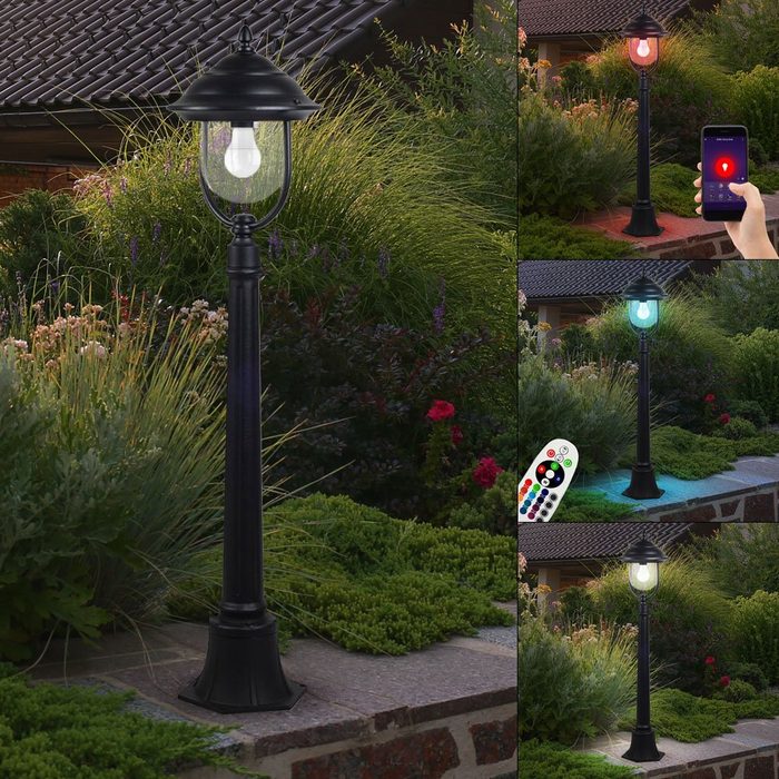 etc-shop LED Außen-Stehlampe RGB LED Smart Garten Sockel Laterne DIMMBAR Wege Leuchte FERNBEDIENUNG ZP9782