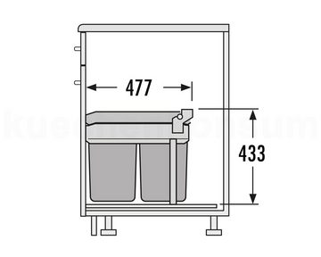 Hailo Einbaumülleimer Abfallsammler Tandem 15/15 dunkelgrau, Hailo Abfallsammler 3663101 TA Inset Tandem 2x 15 Liter