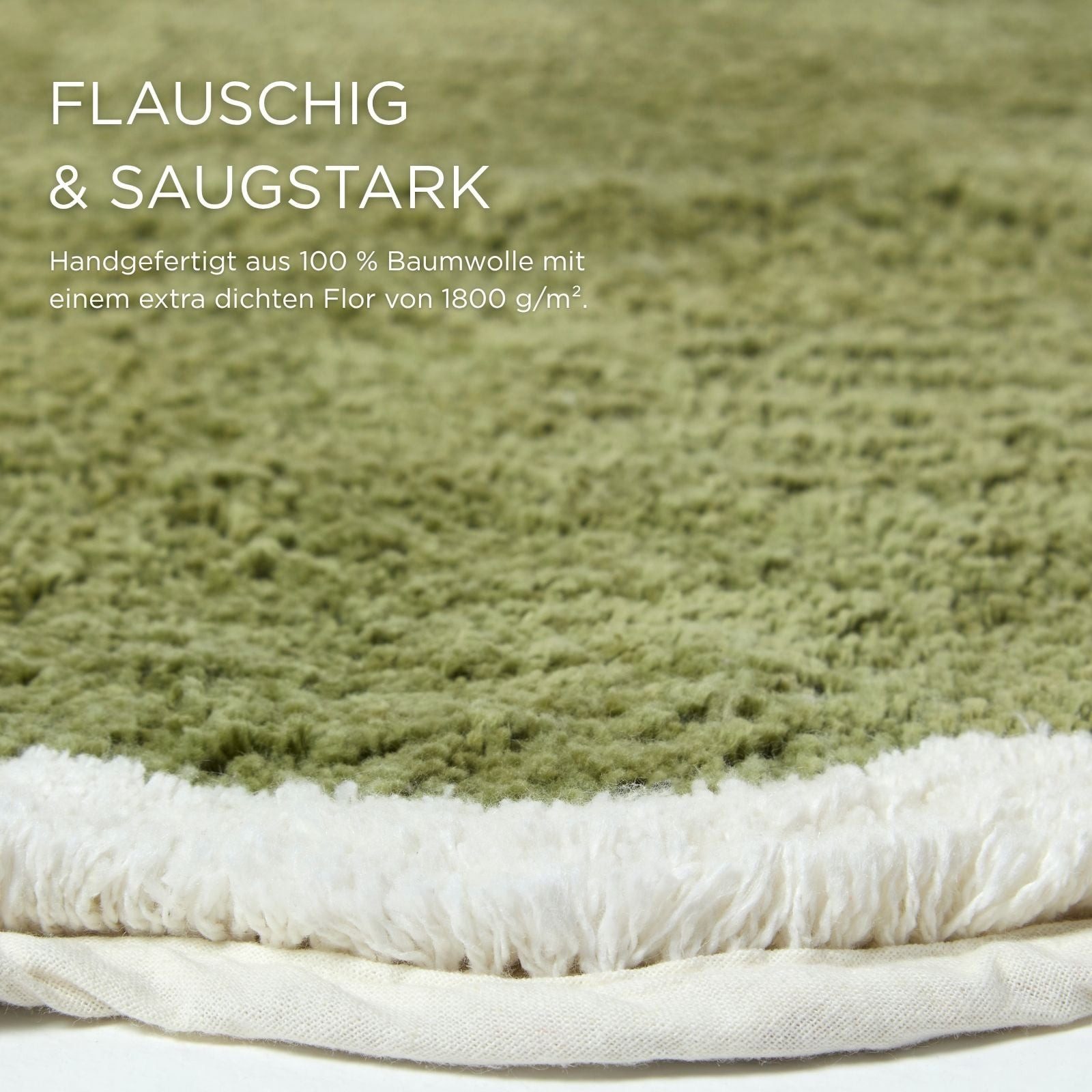 Homescapes Badematte Badematte rund mit Wellenrand 70 cm - Runder Badteppich grün, Höhe 10 mm, 70 cm – Bild 2 von 5