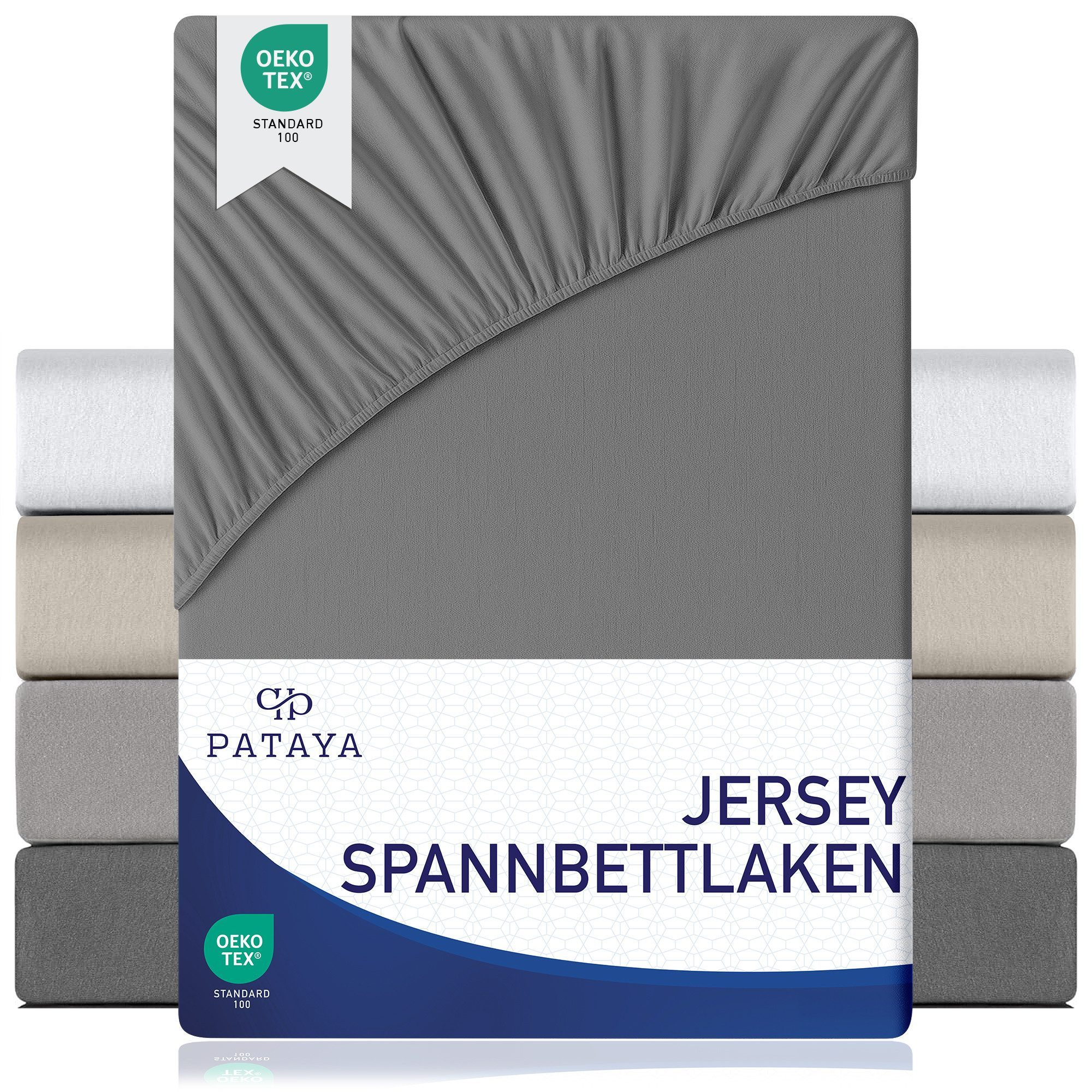 Pataya Spannbettlaken Jersey Bettlaken, bis zu 25cm Höhe, (1 Stück), Premium, Rundumgummi, atmungsaktiv, hautfreundlich von Pataya