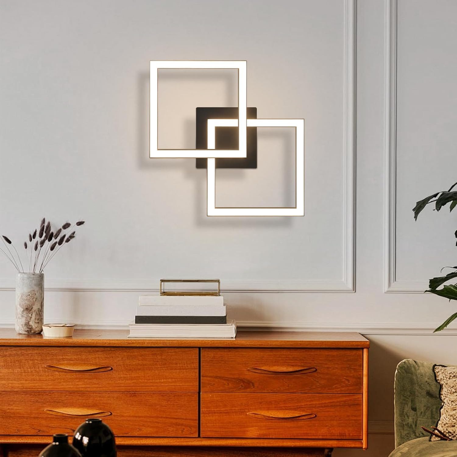 Nettlife LED Deckenleuchte Modern Schwarz Eckig Schlafzimmer 24W Metall 400 günstig online kaufen