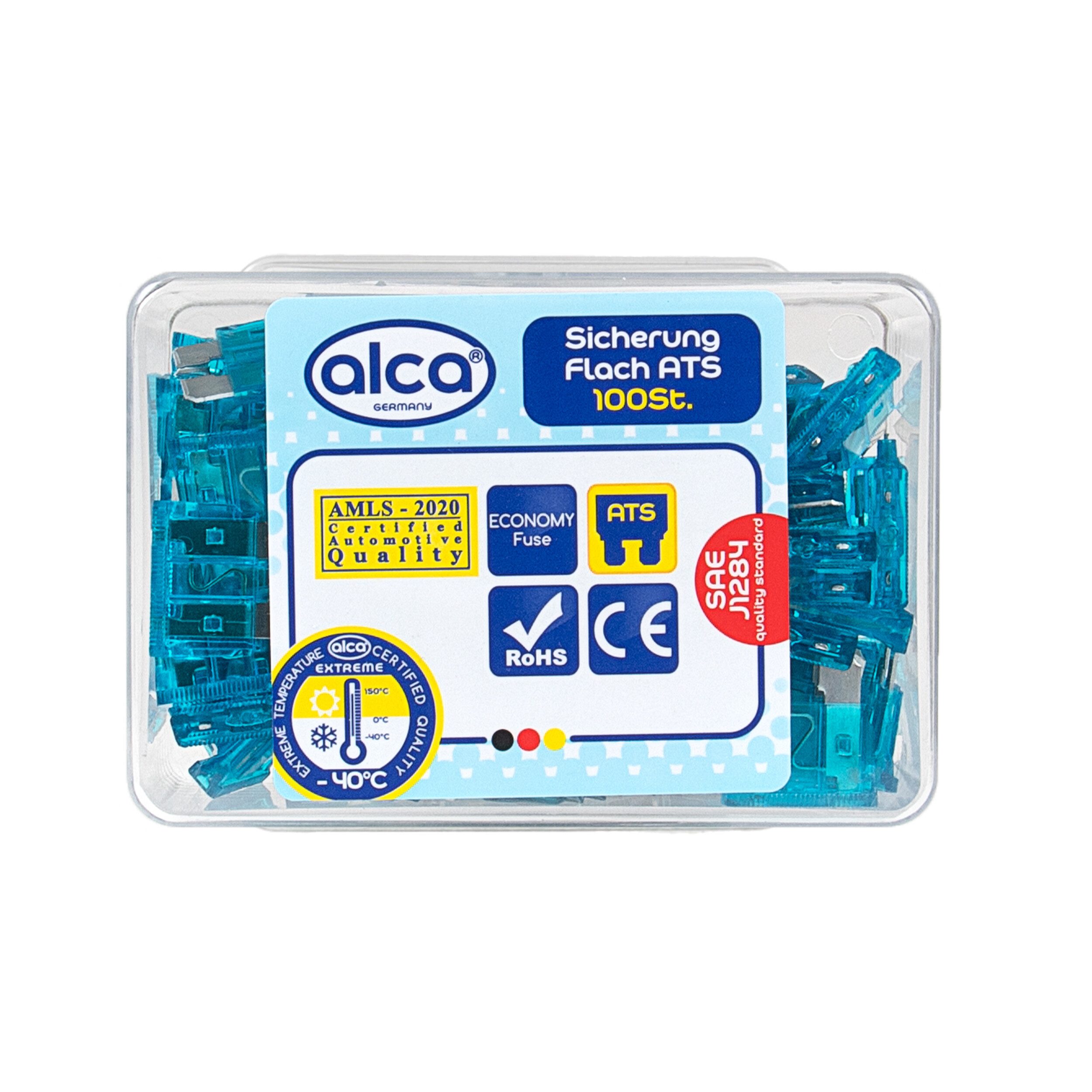 alca Flachstecksicherungshalter Flach-Sicherungen 15 A; 100 St. Economy Box blaue Flachsicherungen, (100-St., 15 Ampere (blau)