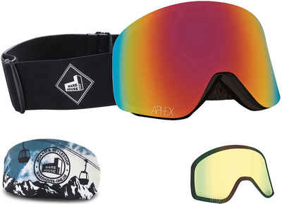 Aphex Snowboardbrille APHEX OXIA THE ONE EDITION Magnet Schneebrille black strap/revo red