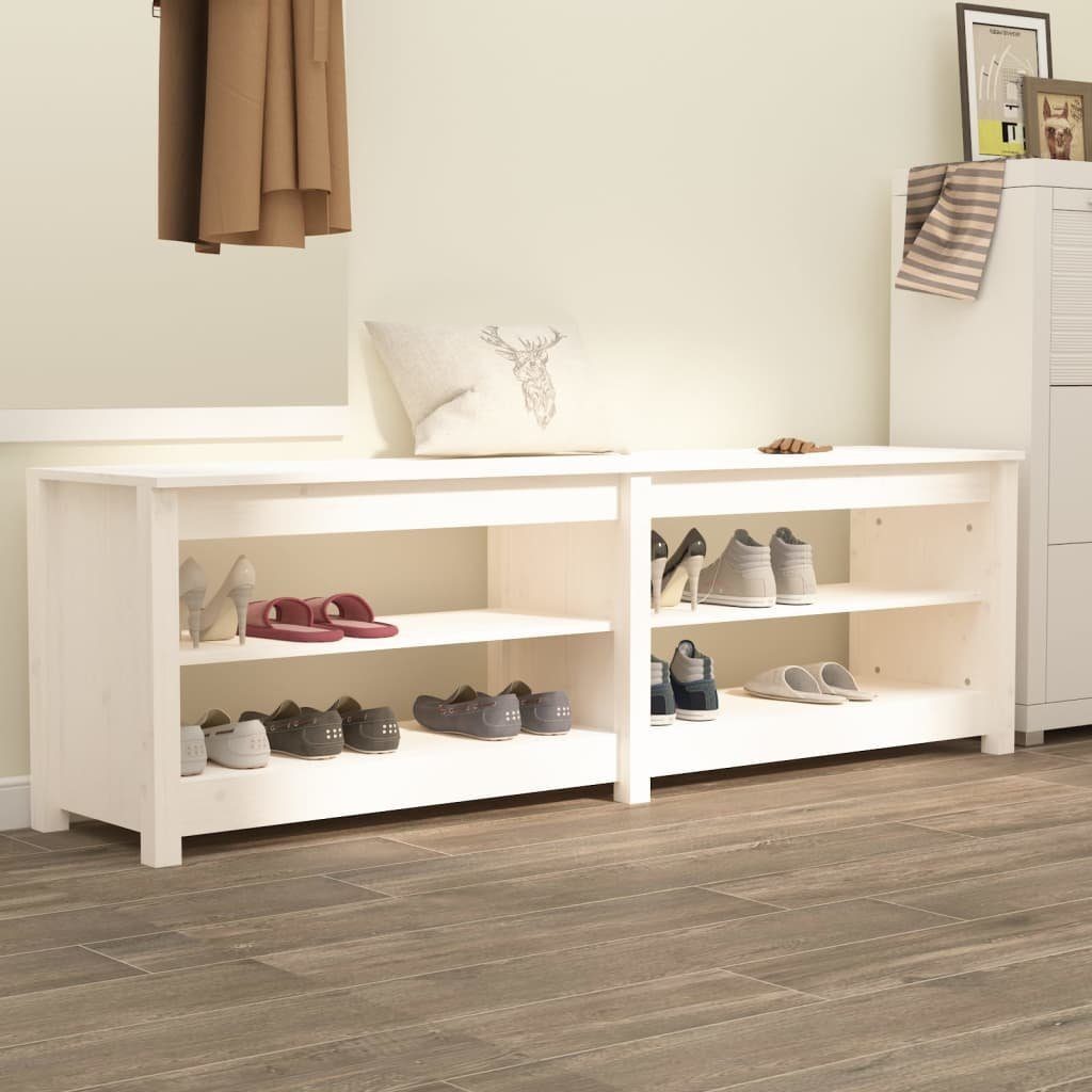 vidaXL Schuhregal »Schuhbank Weiß 160x36,5x50 cm Massivholz Kiefer«, 1