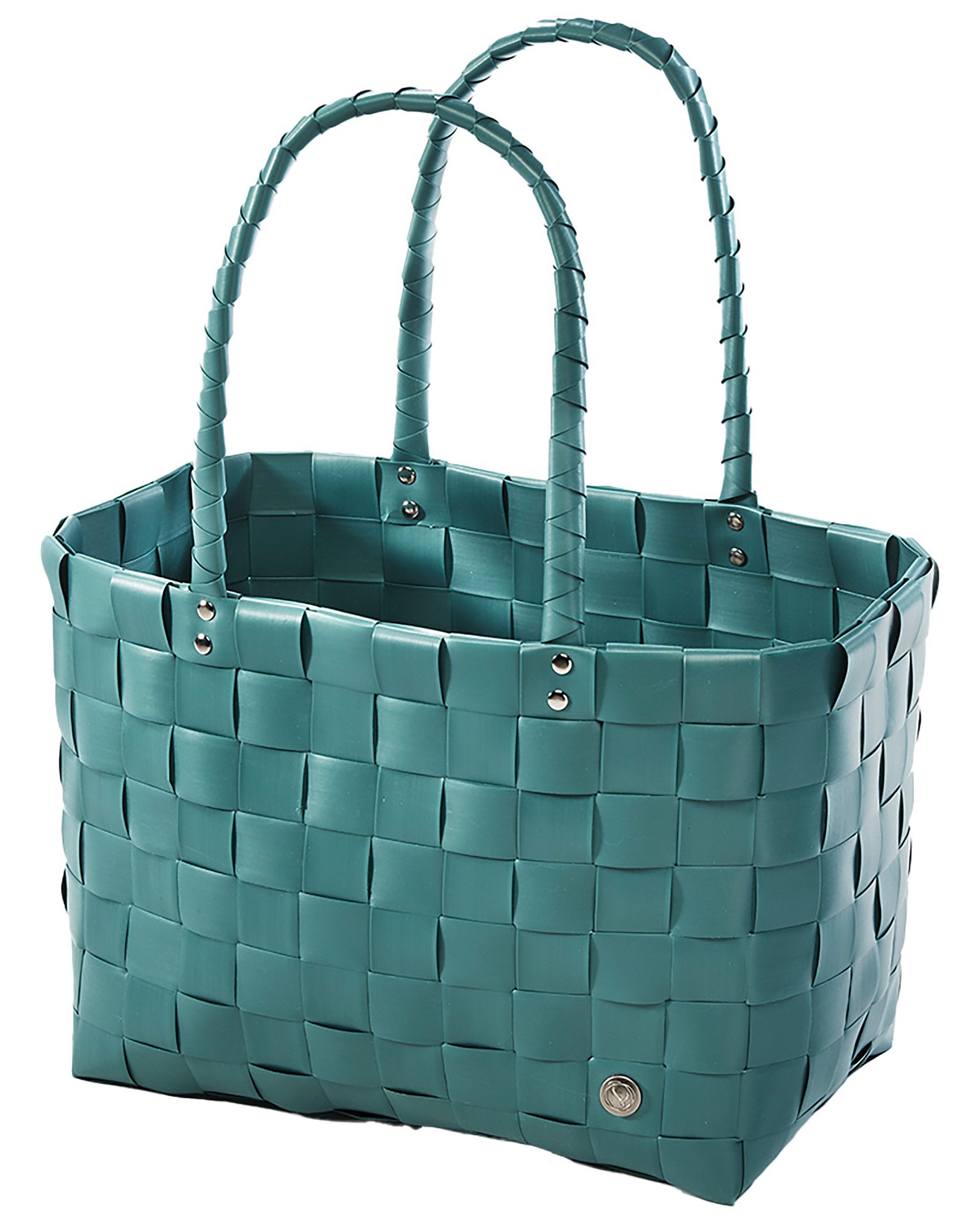 Kobolo Shopper Tasche TEAL aus PE geflochten PU Henkeln türkis (Stück, 1-tl günstig online kaufen