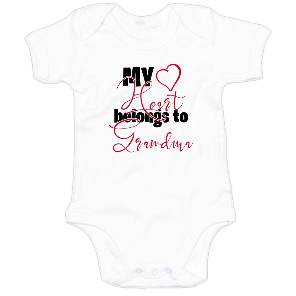 G-graphics Kurzarmbody My Heart belongs to Grandma Baby Body mit Spruch / Motiv / Aufdruck • für/von Oma & Opa