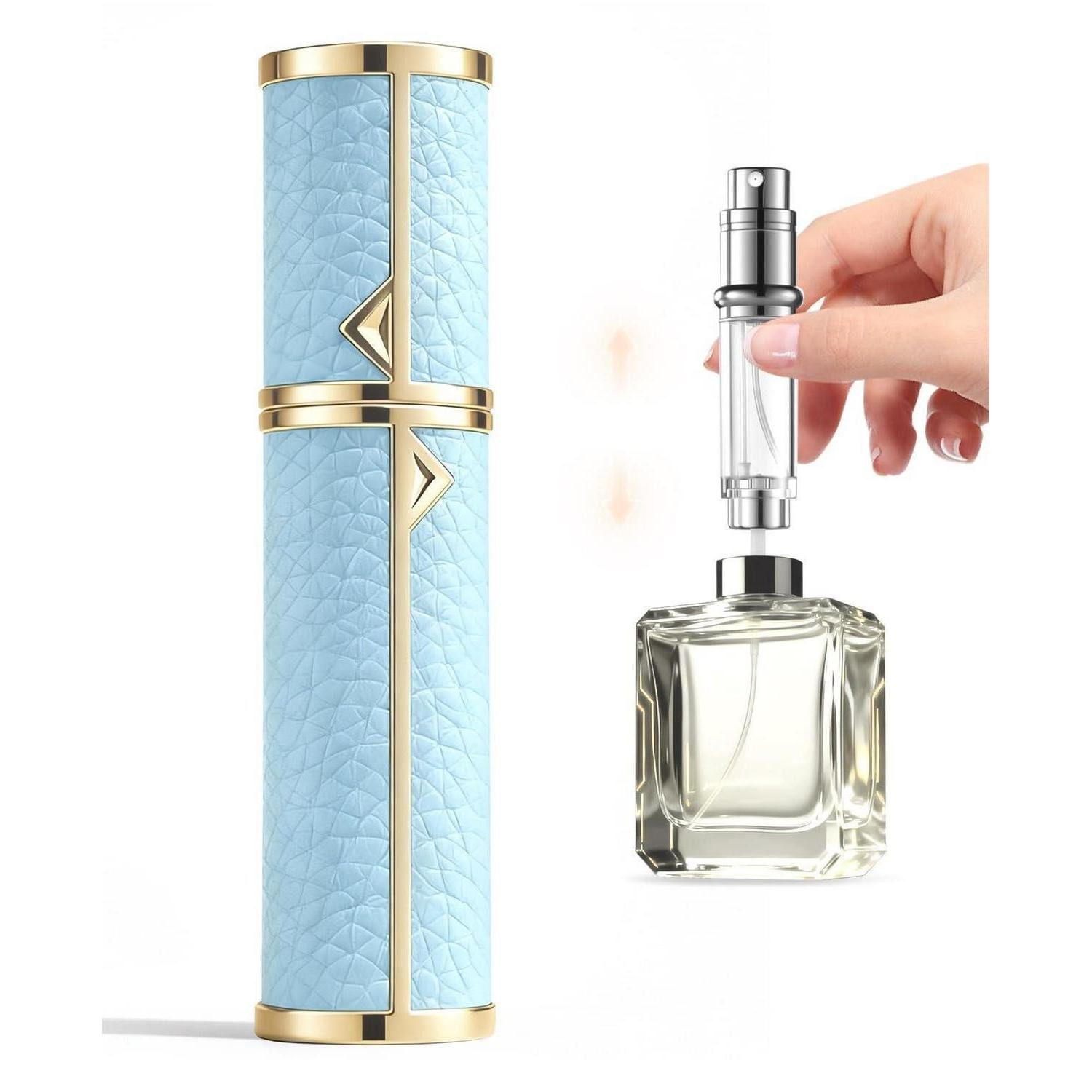 LuxusKollektion Parfümzerstäuber Parfümzerstäuber 5ml Reise Himmelblau in Lederoptik