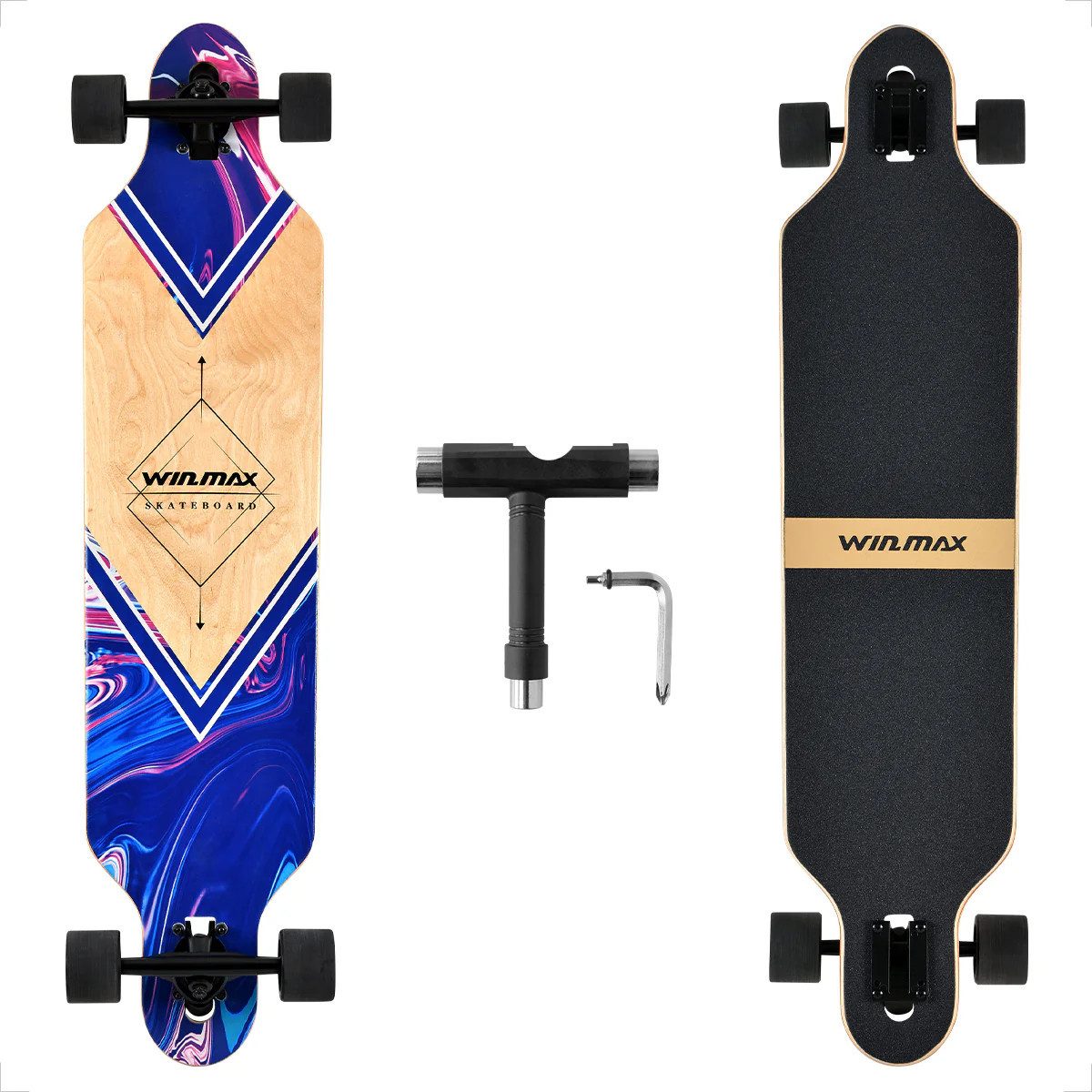 Longboard Twin Tip Skateboard Longboard Color Dream 8 Lagen, ABEC 11