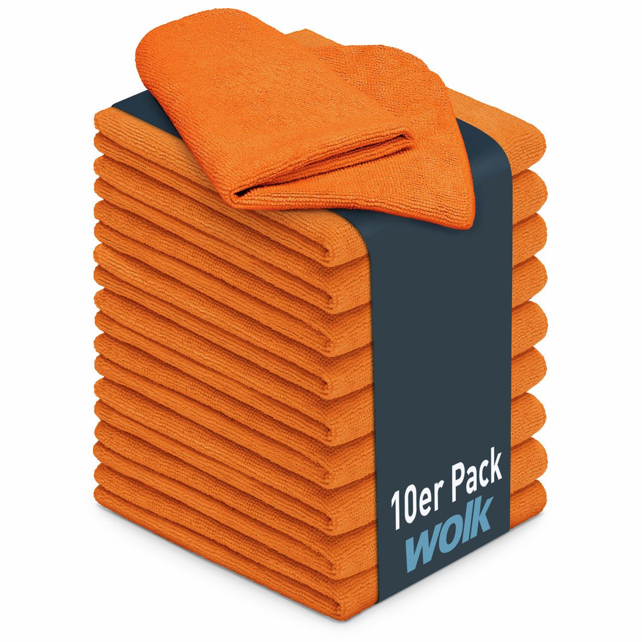wolk Universaltuch (fusselfrei und frotteeartig) Mikrofasertuch (Polyester, 40x40 cm, 10er-Set, hygienisch auf 90° waschbar)