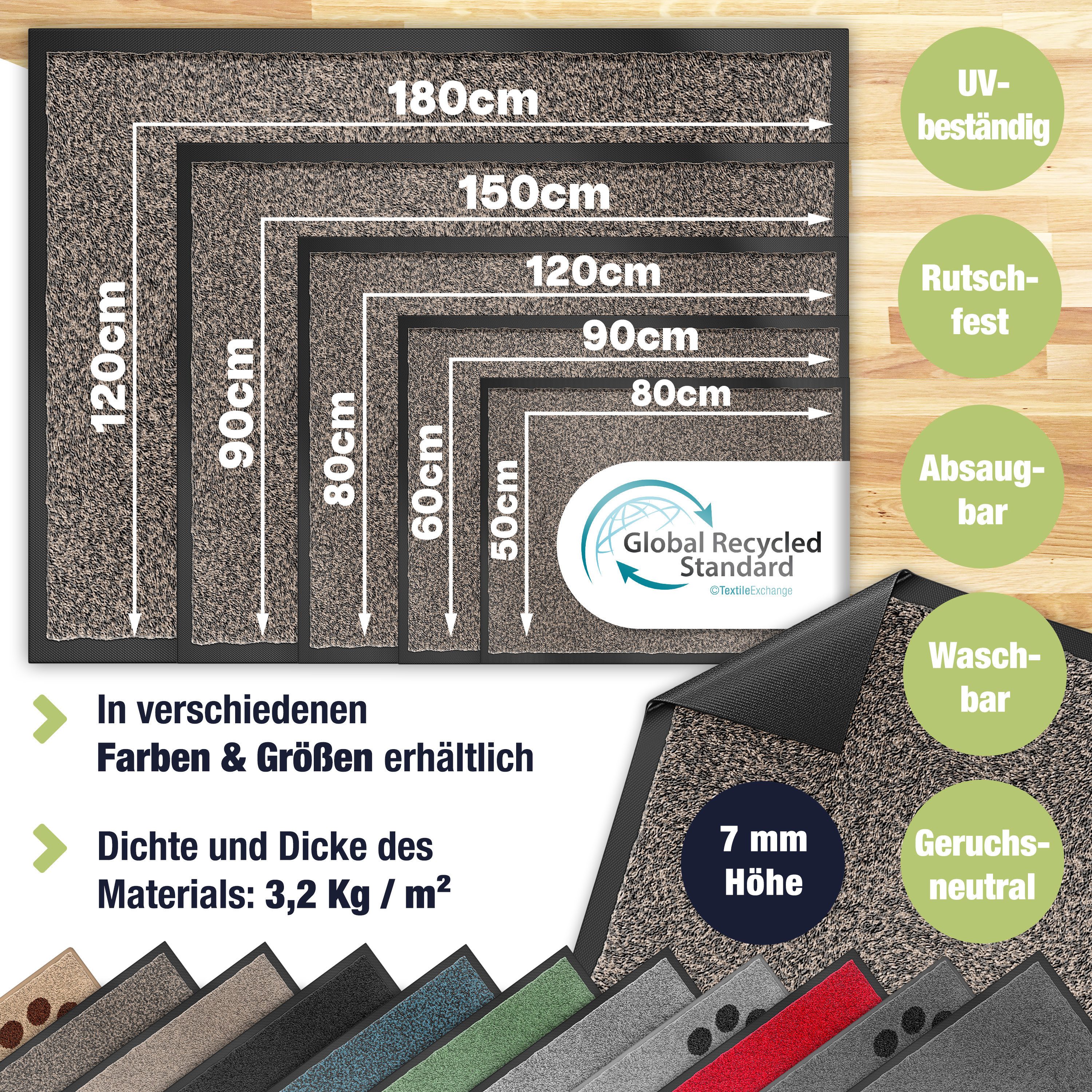 KESSER Fußmatte Schmutzfangmatte rutschfest für Innen- & Außenbereich, Höhe günstig online kaufen