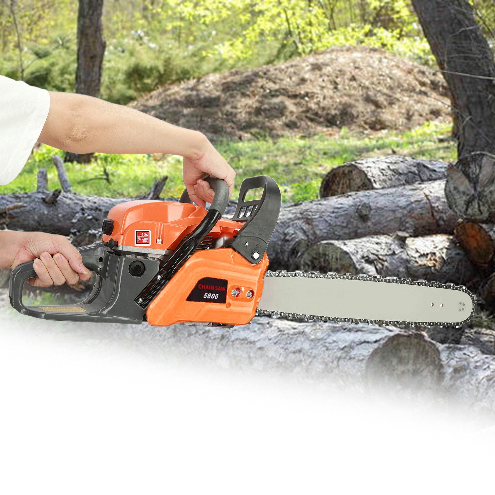 Rutaqian Petrol Chainsaw 55cc Petrol Chainsaw, ergonomic handle, double chain brake, chainsaw with 2000 W engine power, 50 cm bar length