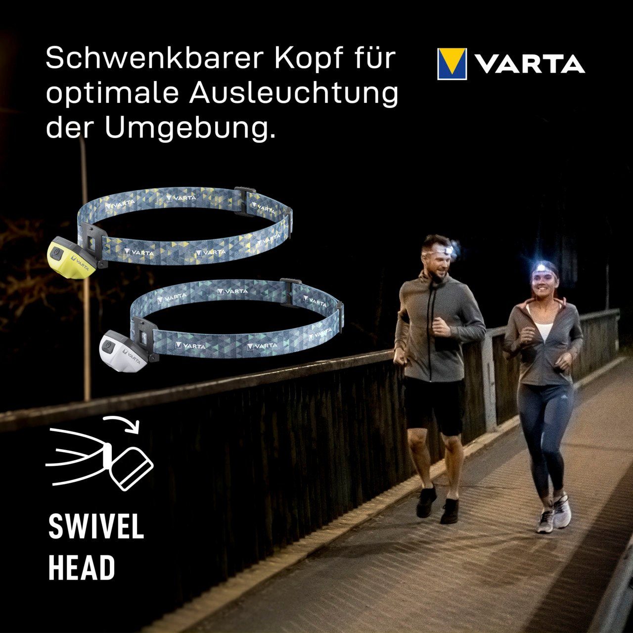 VARTA Kopflampe Outdoor Sports (Packung, Tastensperre H30R Stirnleuchte mit Speicherfunktion und 1-St), aufladbare Ultralight