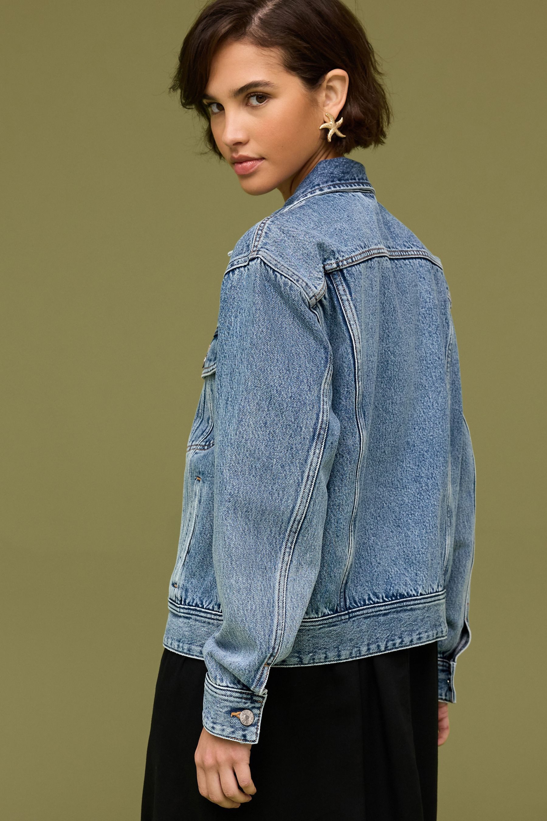 Next Jeansjacke Übergroße Trucker-Denimjacke – Kurzgröße (1-St) günstig online kaufen