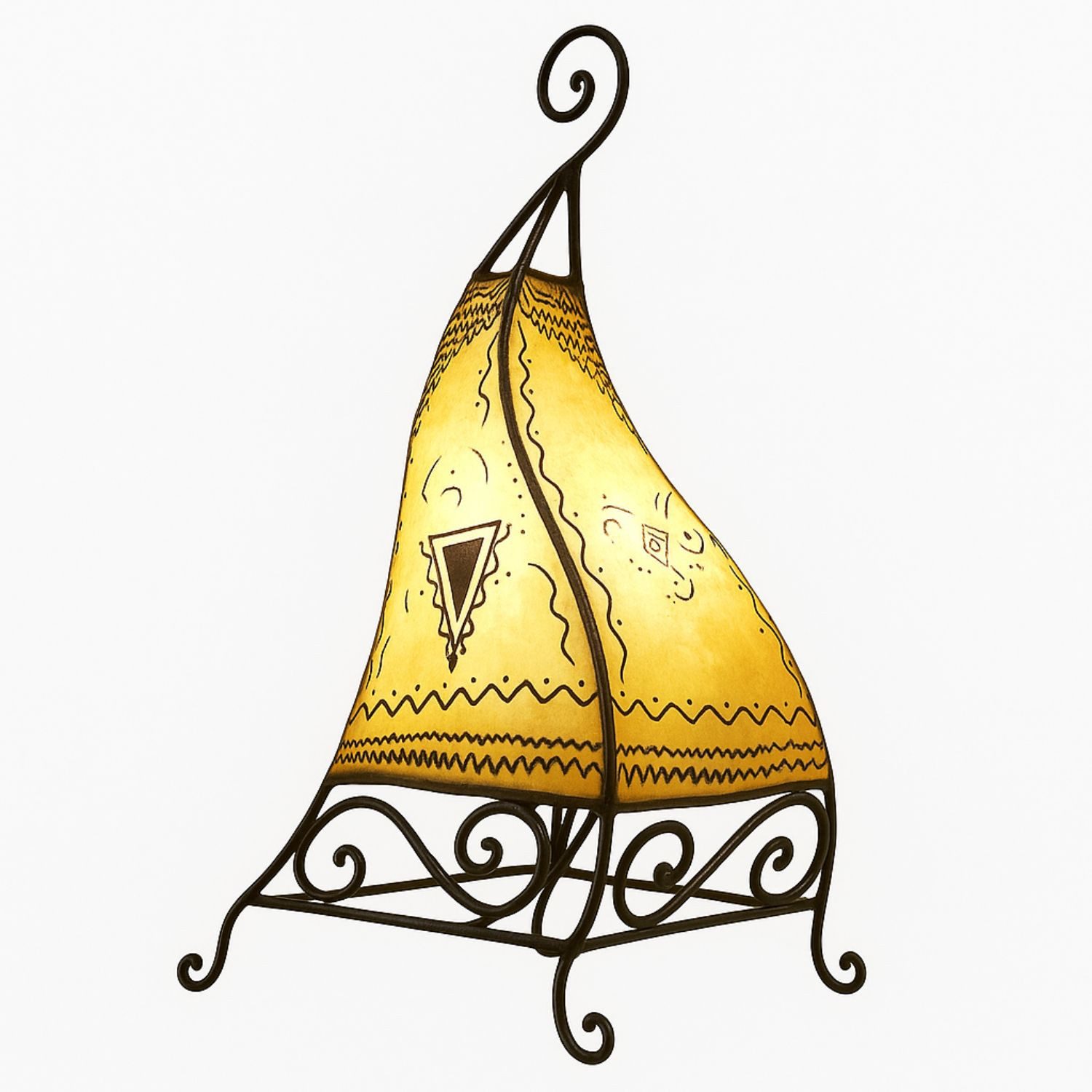 Marrakesch Orient & Mediterran Interior Nachttischlampe Tischlampe Marrakesch Natur 50cm aus Leder und Eisen, Handarbeit, Handarbeit