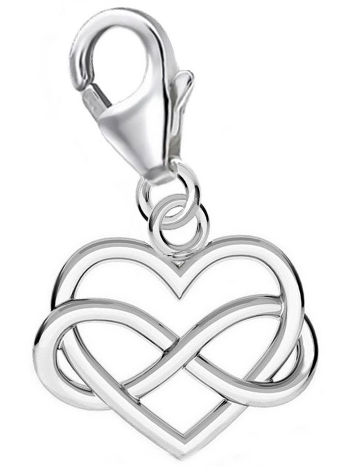 Goldene Hufeisen Charm Herz Unendlichkeit Herz Karabiner Charm für Bettelarmband 925 Silber (1 Stück, inkl. Etui), für Gliederarmband oder Halskette