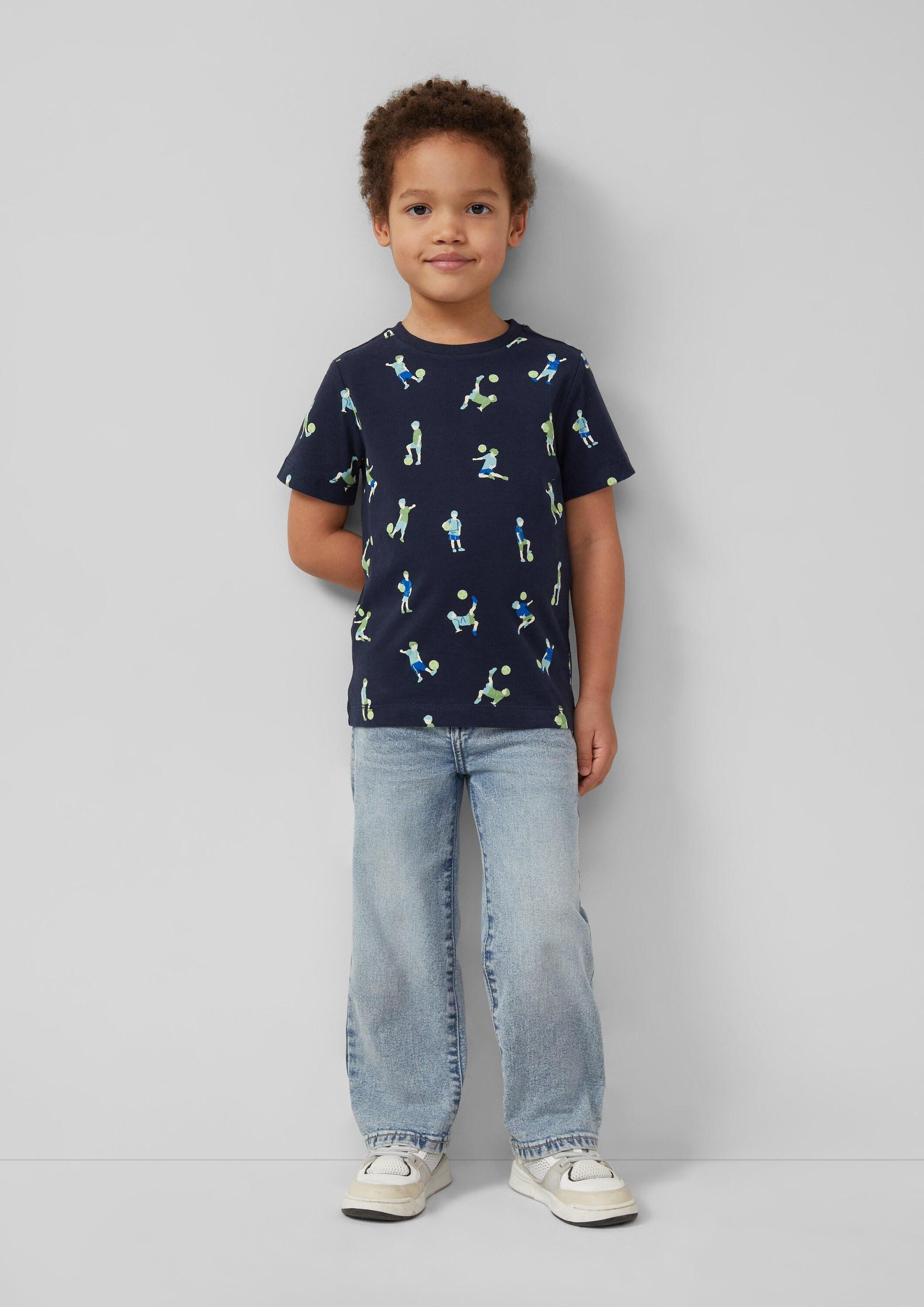 s.Oliver Kurzarmshirt T-Shirt T-Shirt aus heavy Jersey mit All-over-Print