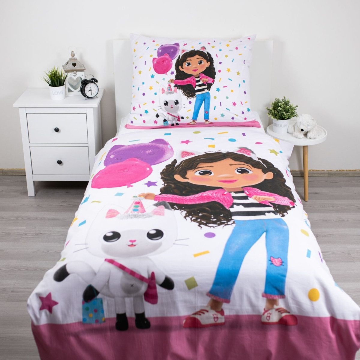 Dreamworks Gabby’s Dollhouse Bettwäsche Bettwäsche Set 140 x 200 cm und 70 x 90 cm aus Baumwolle, Baumwolle