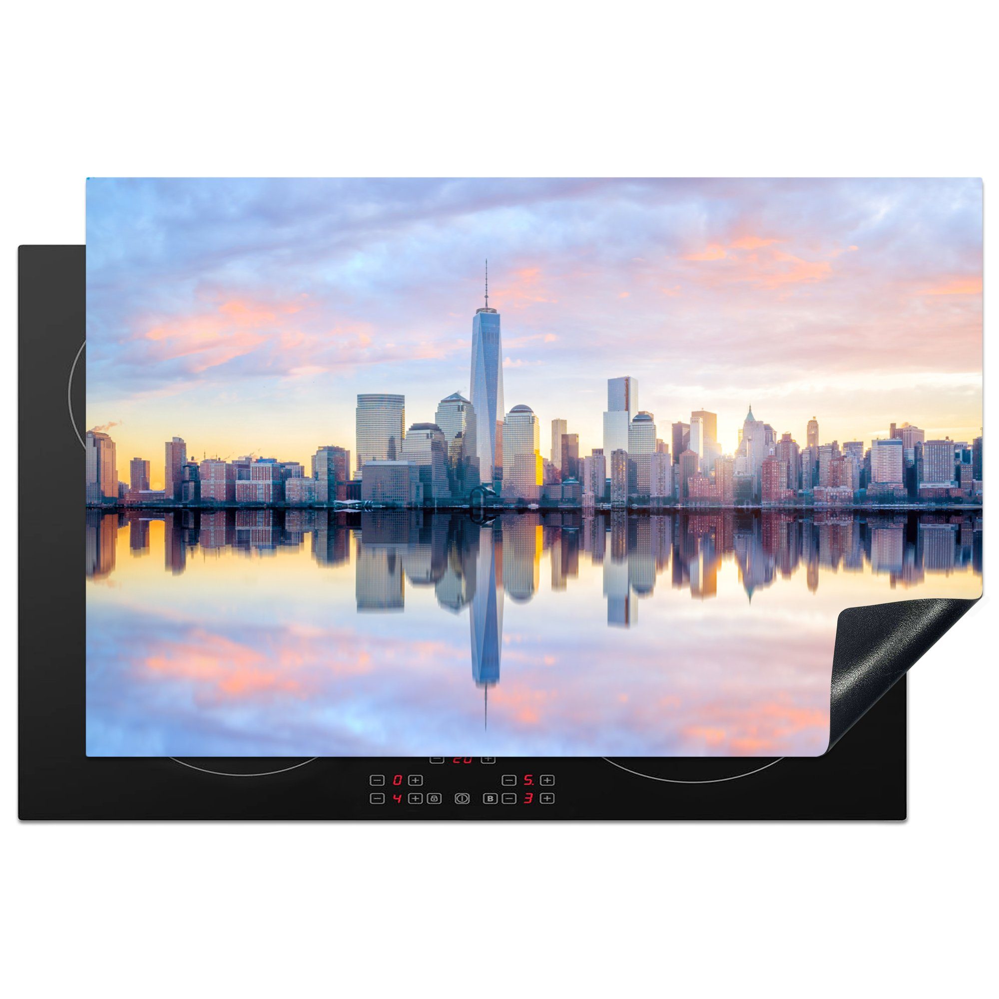 MuchoWow Herdblende-/Abdeckplatte New York - die Vinyl, Ceranfeldabdeckung Wasser Schutz küche, Skyline, Induktionskochfeld 81x52 für tlg), (1 - cm