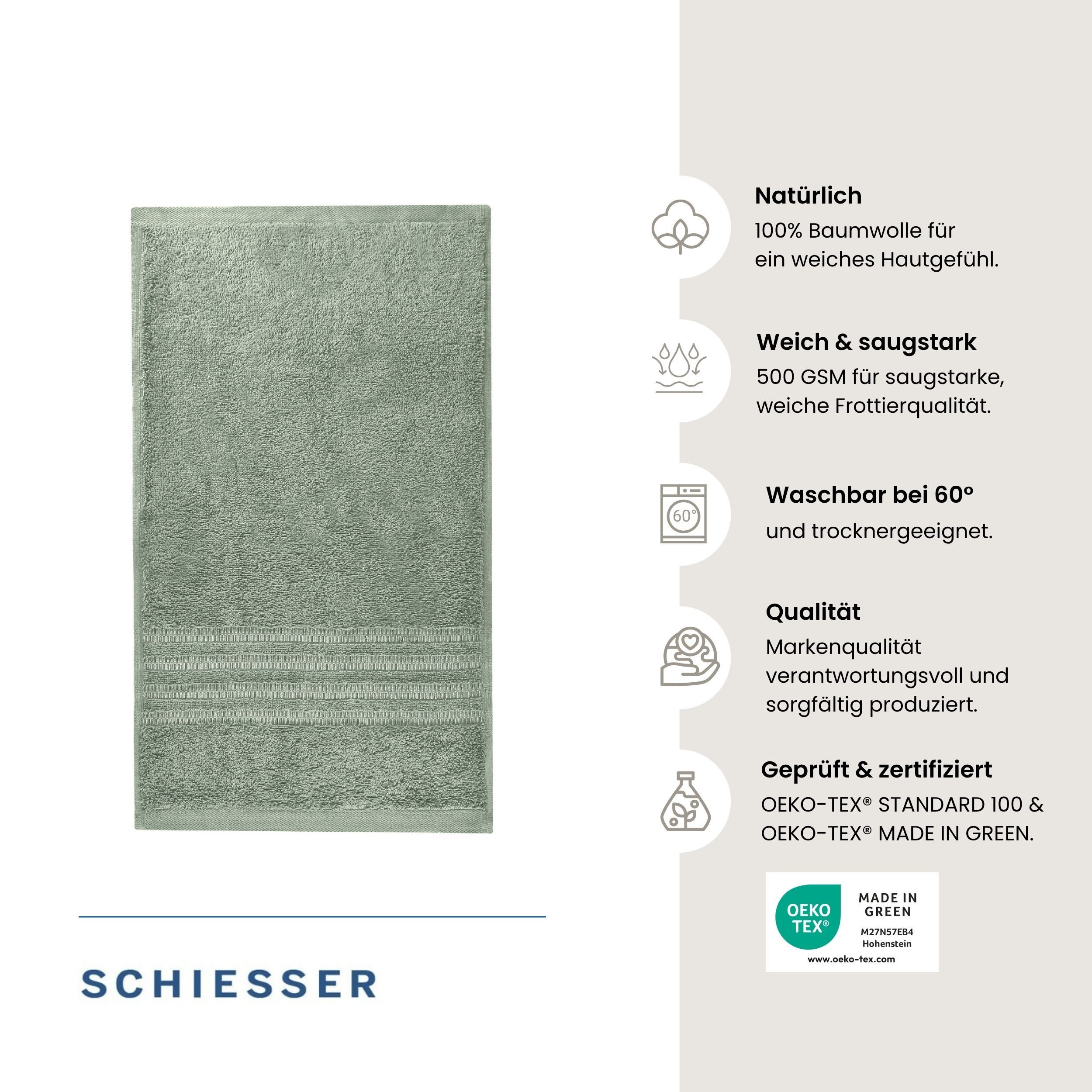 Schiesser Gästehandtücher Milano aus 100% Baumwolle mit eleganter Bordüre in Hoch-Tief-Optik, Frottier (Set, 5-St), OEKO-TEX® MADE IN GREEN – Bild 2 von 5