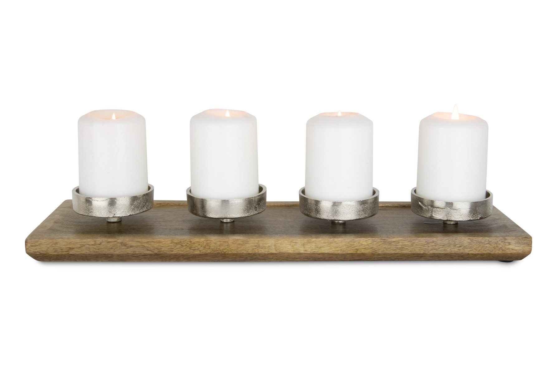 RIFFELMACHER & WEINBERGER Adventsleuchter Adventskerzenhalter 4-fach, Aluminium & Holz, Br