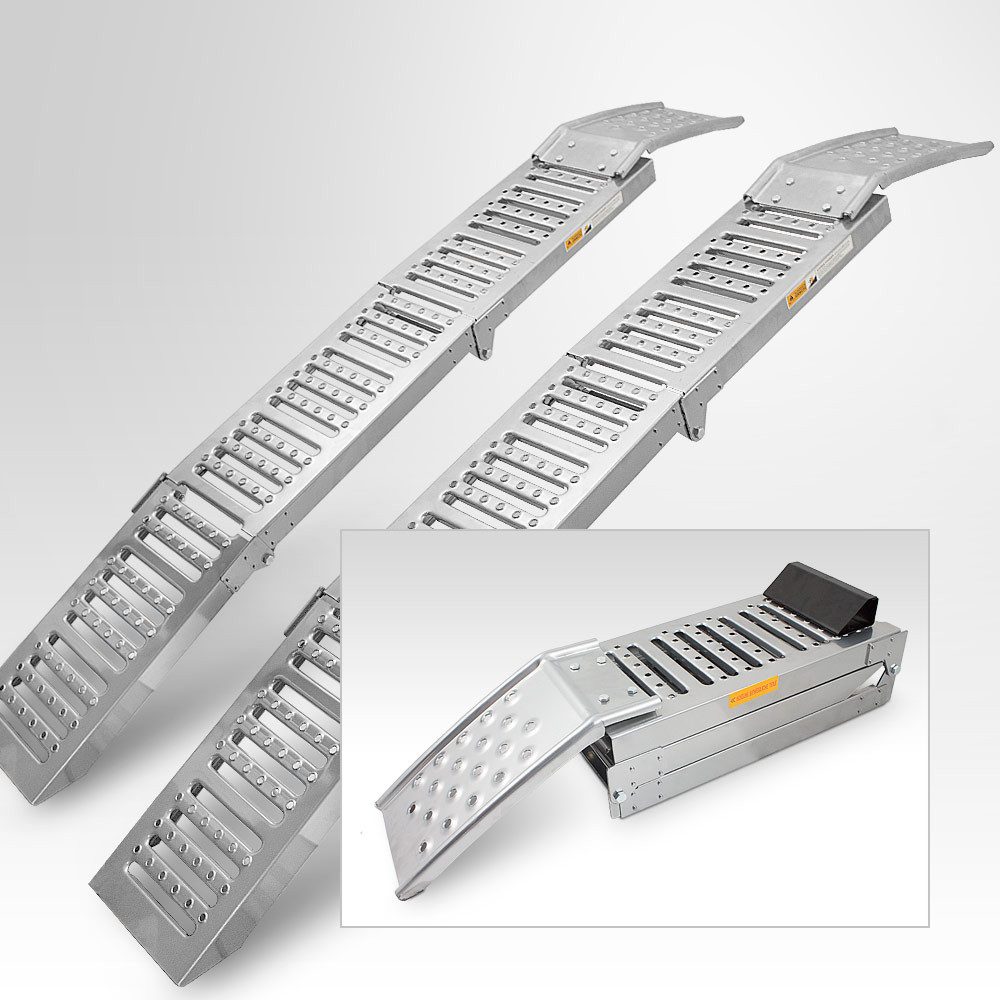 Bituxx Auffahrrampe 2x Auffahrrampen / Servicerampe / 2200Kg / klappbar Silber (Spar-Set, 2-St., MS-11363)