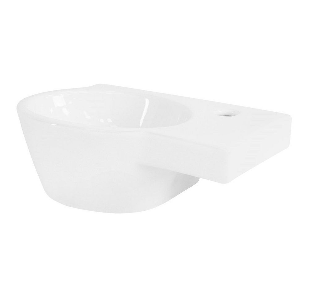 Thumbnail - LuxeBath Waschbecken Aufsatzwaschbecken aus Keramik für Badezimmer/Gäste-WC, Keramik Weiß 37,5x19x14cm mit Ablaufgarnitu...