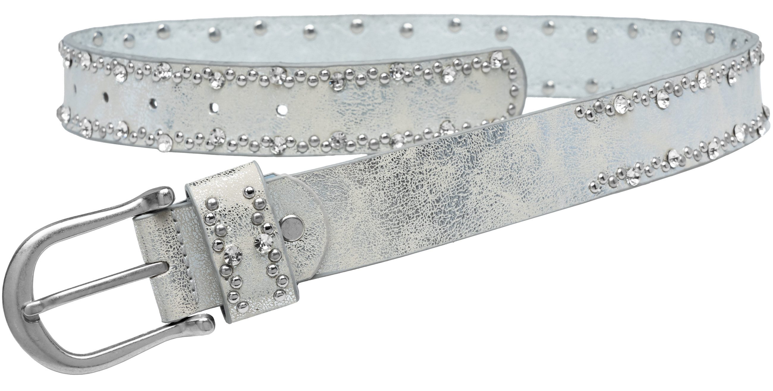 Caspar Nietengürtel GU292 Damen Gürtel mit dezentem Strass und Nieten Dekor