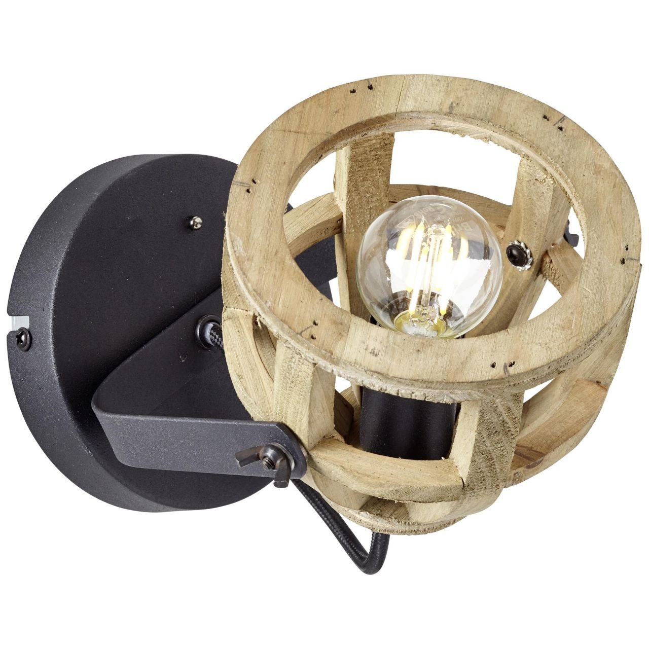 Brilliant Lampe Wandspot Matrix Wood, geeignet schwarz/natur Wandleuchte Wood 40W, E14, Matrix D45, 1x