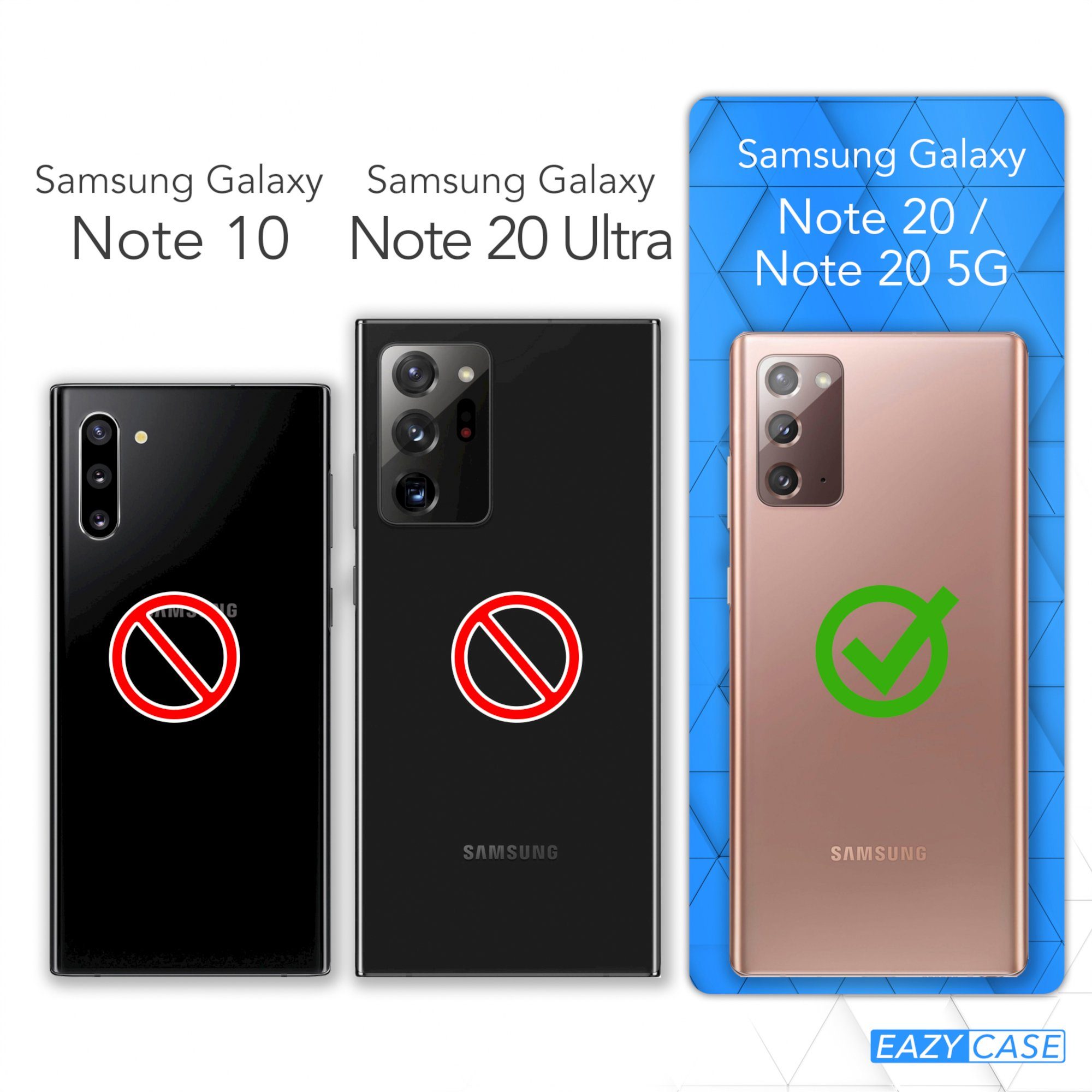 EAZY CASE Handykette 2in1 Metallkette für Samsung Galaxy Note 20 / 5G 6,7 Zoll, Silikonhülle Transparent Smartphonekette für Unterwegs Ketten Rose