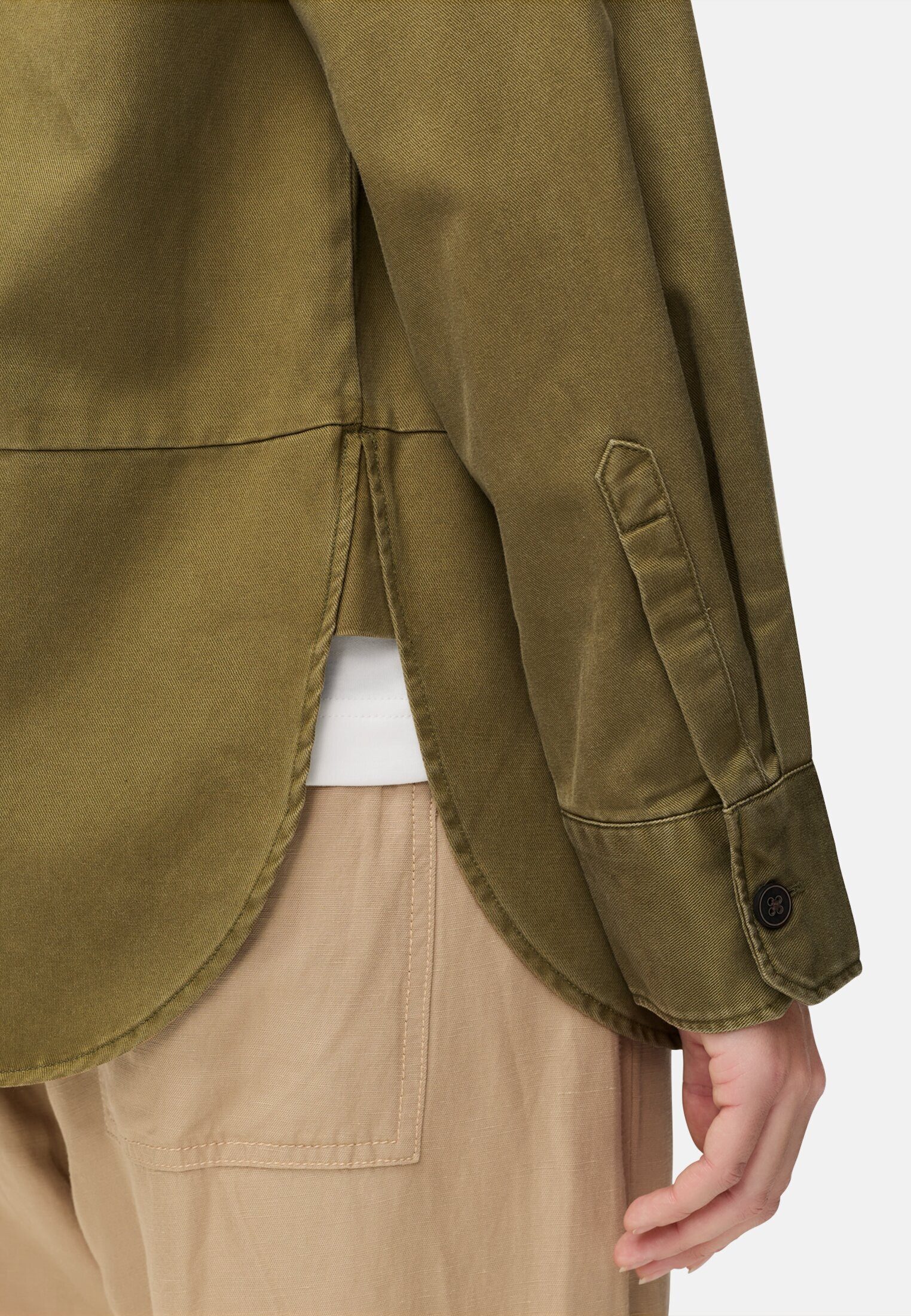 camel active Hemdbluse mit Knopfleiste Langarm unifarben
