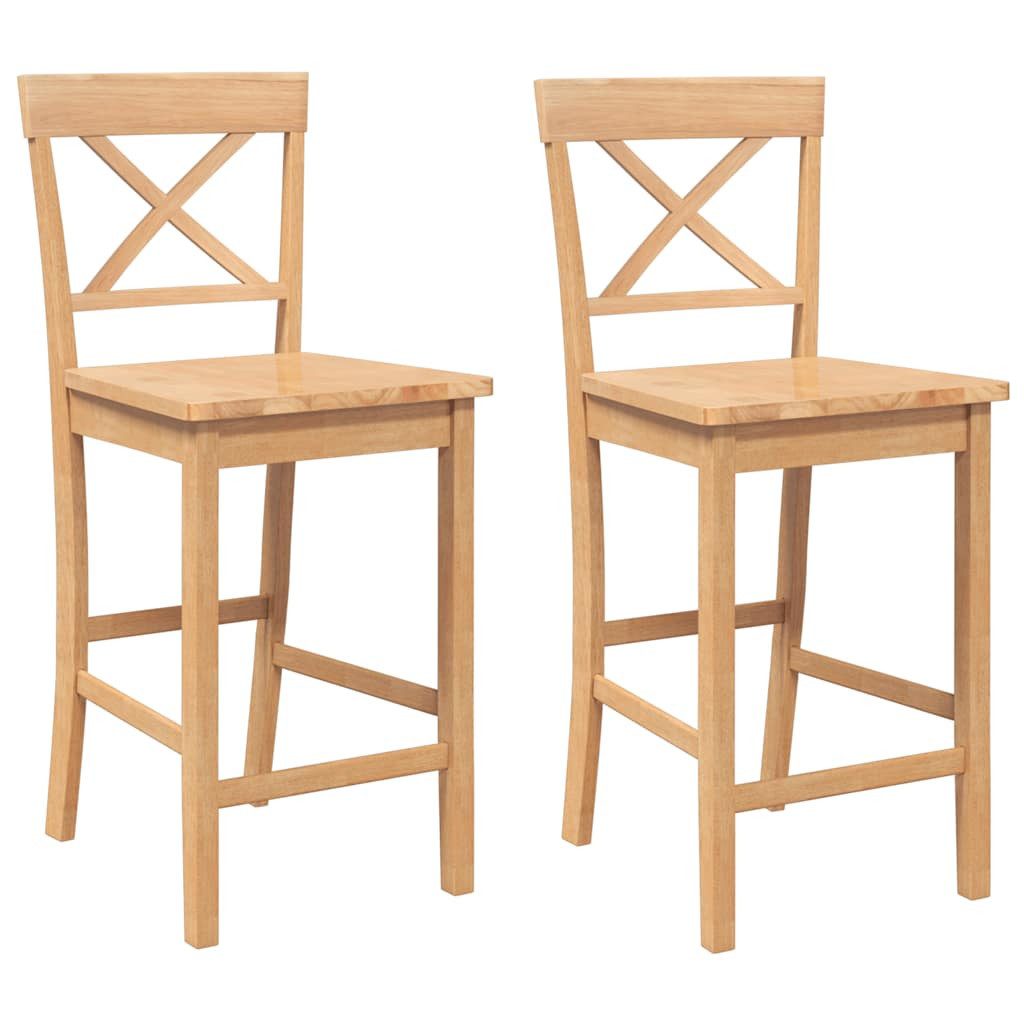 vidaXL Barhocker Barhocker 2 Stk. Natur Massivholz Gummibaum (2 St) günstig online kaufen