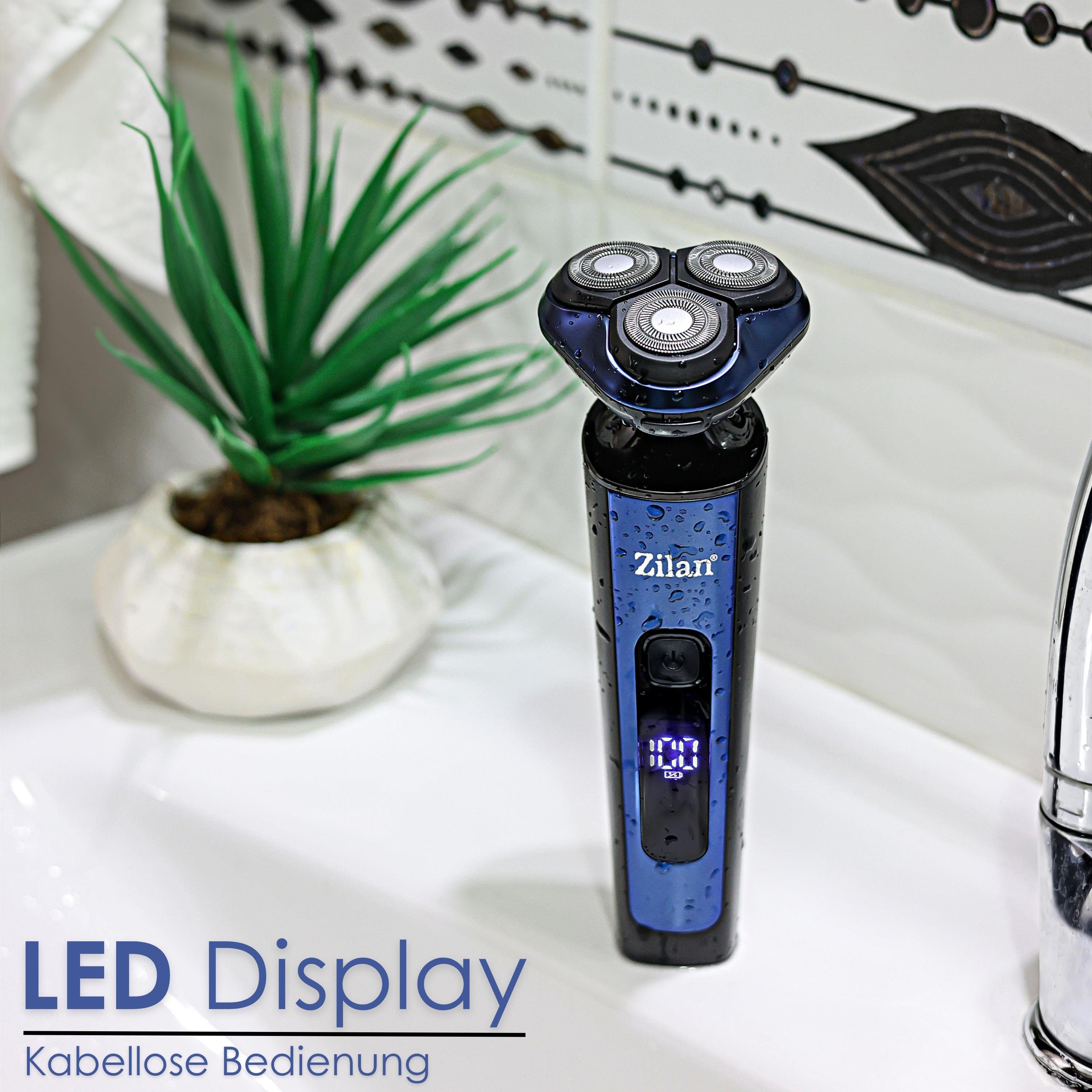 Zilan Elektrorasierer ZLN-8726, 3-4-5-6mm Haartrimmeraufsätze, Rasieraufsatz,Nasen- und Ohrhaartrimmer, 4-in-1,LED Display,IPx6 Wasserdicht