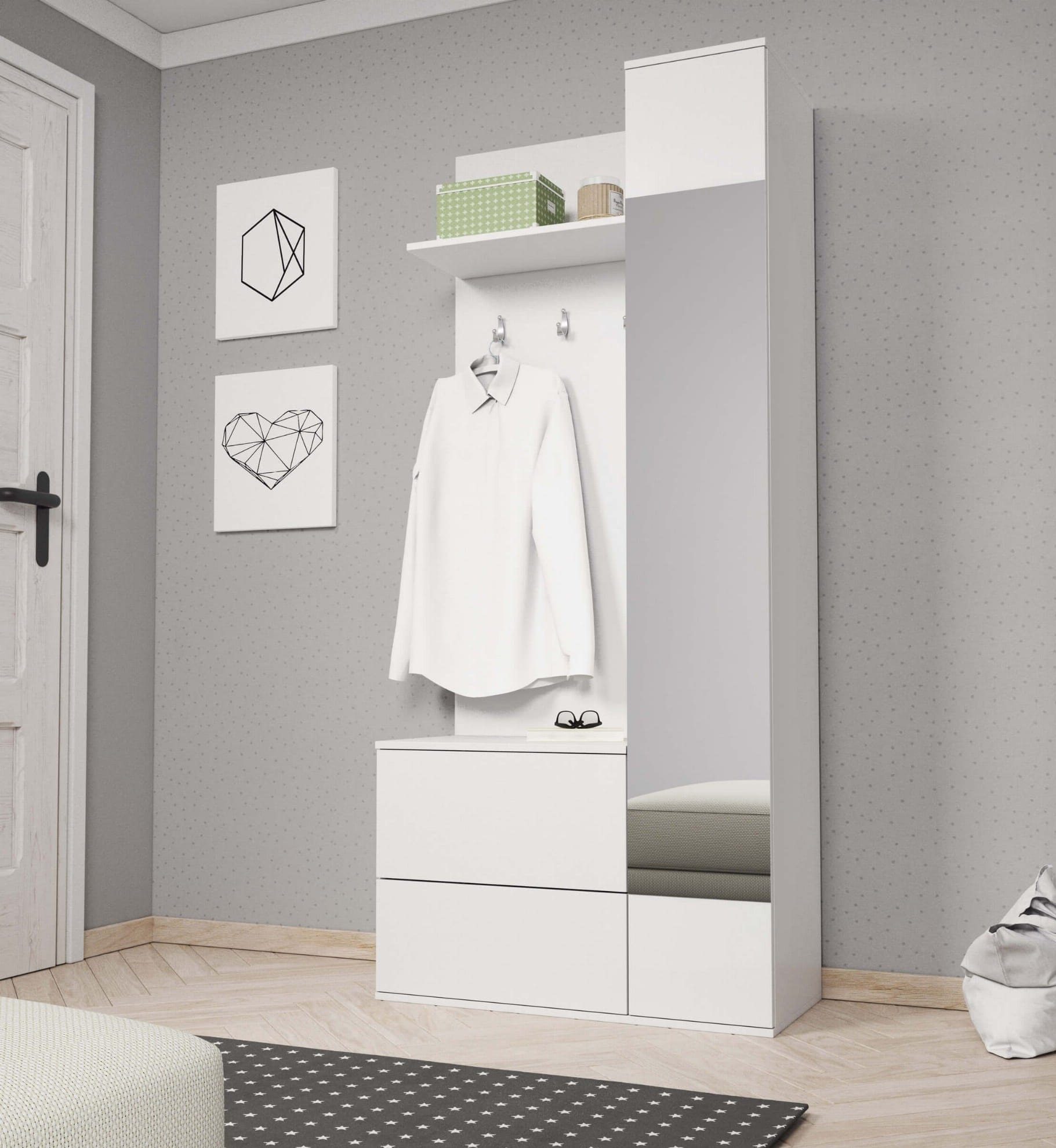 MOEBLO Kompaktgarderobe VERDE (mit Spiegel Flurgarderobe günstig online kaufen