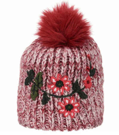 CAMPAGNOLO Strickmütze »Campagnolo Winter-Mütze schicke Bommel-Mütze für Kinder mit Blumen-Print Winter-Mütze Pink/Weiß«