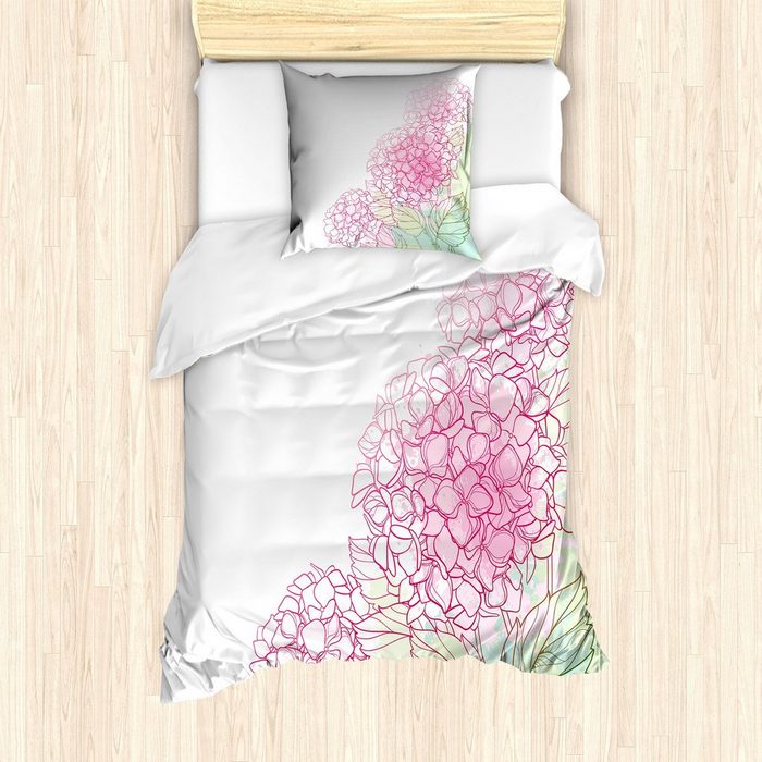 Bettwäsche Milbensicher Allergiker geeignet mit Kissenbezug Abakuhaus Microfaser Hortensie Grunge Farbe Kunst Blumen