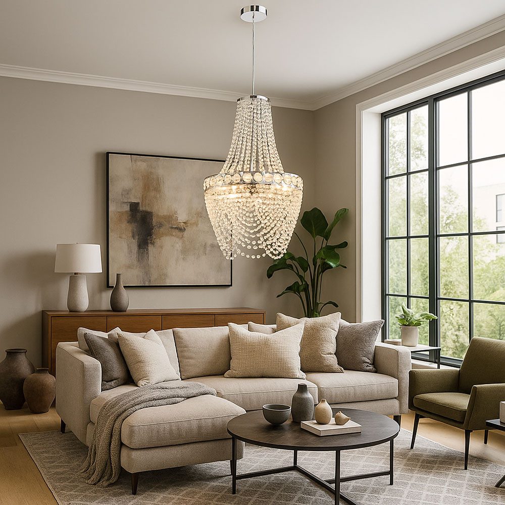 GLOBO LIGHTING Kronleuchter, Leuchtmittel nicht inklusive, Kristallleuchter hängend Wohnzimmer Hängelampe Modern
