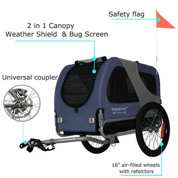 TIGGO Fahrradkinderanhänger DOGGYHUT® MEDIUM Hundefahrradanhänger Hundeanhänger Fahrradanhänger, Verstellbare Sicherheitsleine