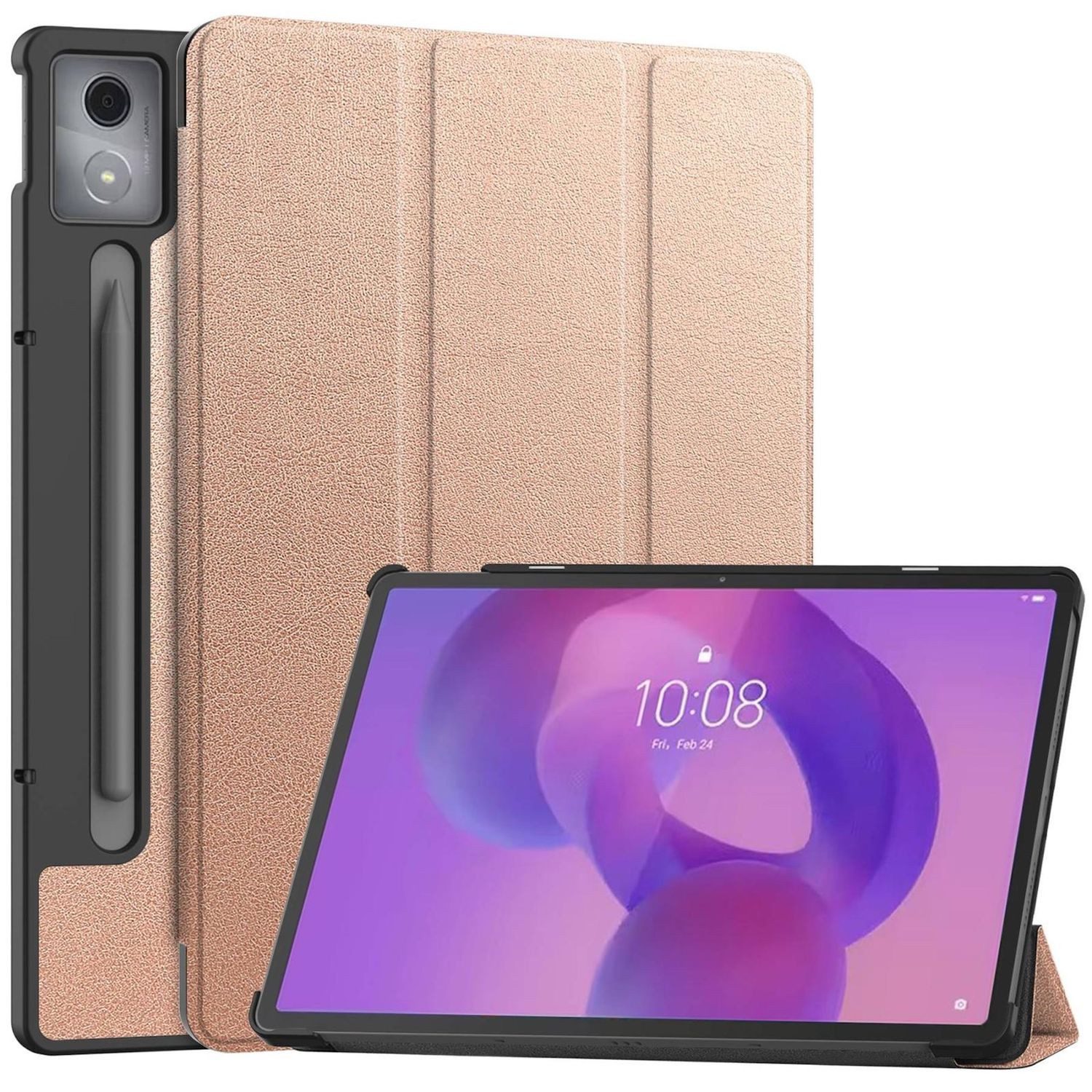 Wigento Tablet-Hülle Für Lenovo Idea Tab Pro 3folt Wake Smart Cover Tasche Hülle Rose Gold, 3-Fach Halterung, Kratzfest, Leicht