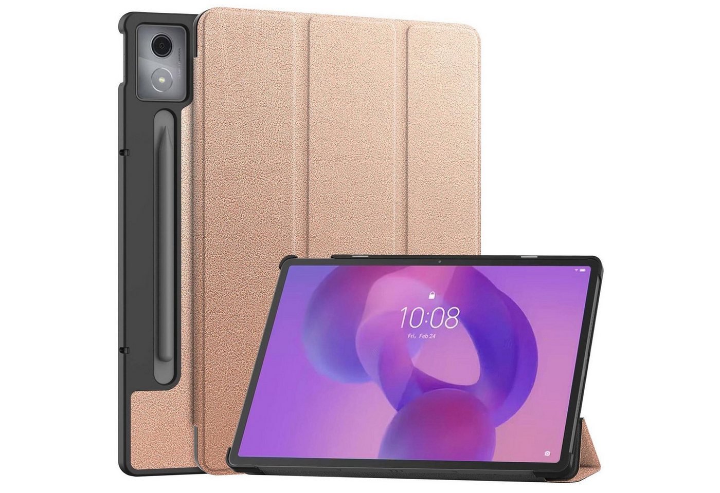 Wigento Tablet-Hülle Für Lenovo Idea Tab Pro 3folt Wake Smart Cover Tasche Hülle Rose Gold, 3-Fach Halterung, Kratzfest, Leicht