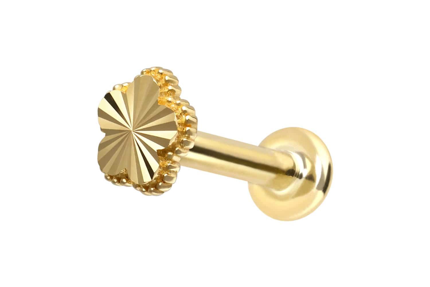 Piercing-Set 14 Karat Gold Labret mit Innengewinde BLUME