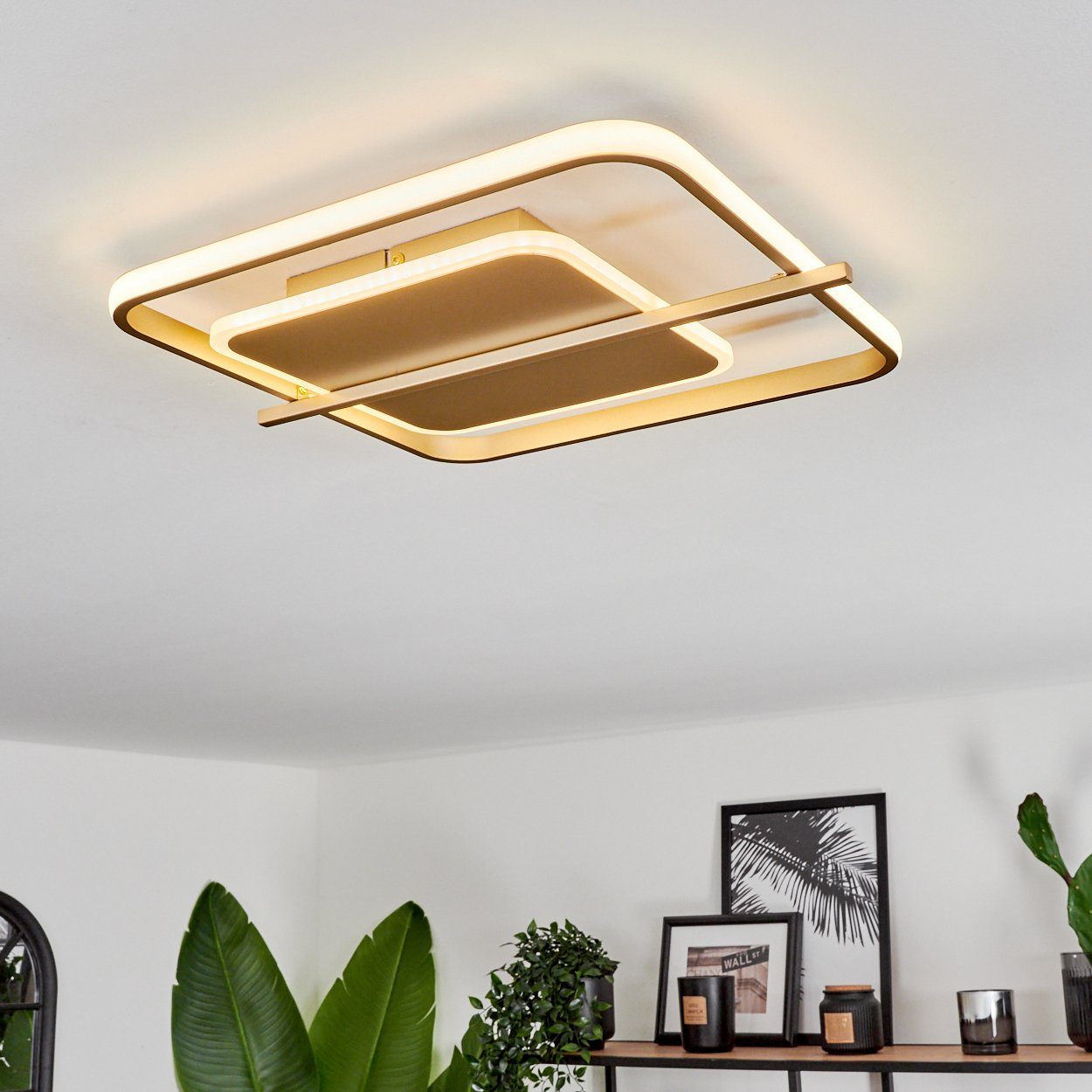 wechselbar, aus Goldfarben/Weiß, 35 Kelvin, Deckenleuchte hofstein 35 im Design, 3520 Lumen LED modernen LED 36 cm Deckenlampe Metall/Kunststoff Watt, in 3000 cm, moderne x